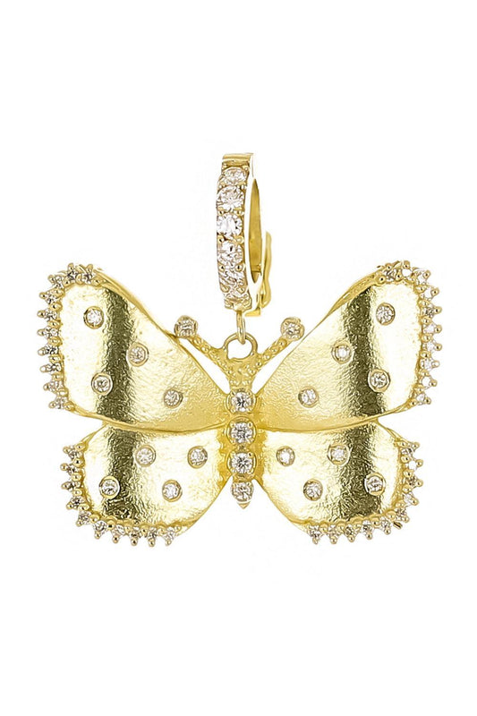 Scattered Diamond Kissing Butterfly Charm-YELLOW GOLD-JEWELRYFINE JEWELPENDANT-TANYA FARAH