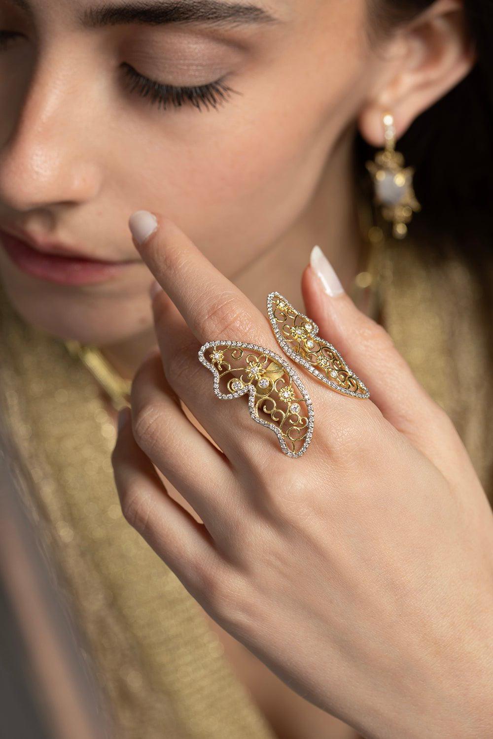 TANYA FARAH-Tree of Life Butterfly Ring-YELLOW GOLD