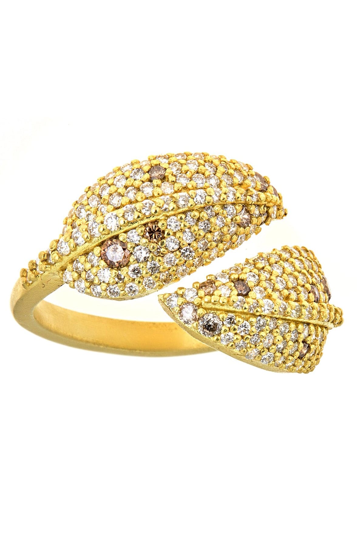 TANYA FARAH-Diamond Leaf Wrap Ring-YELLOW GOLD