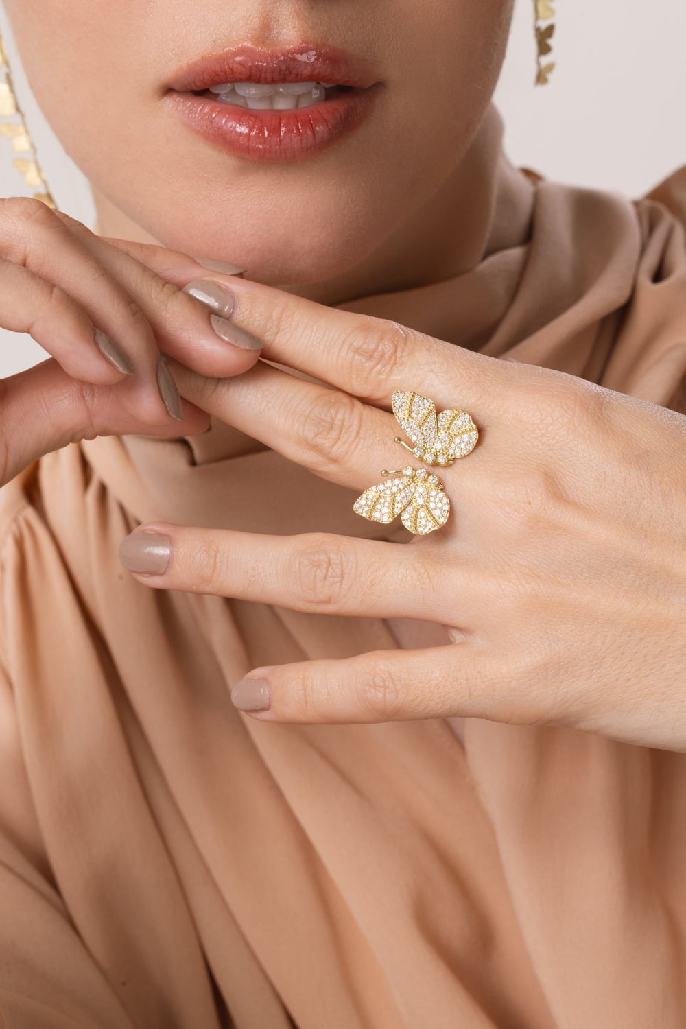 TANYA FARAH-Diamond Butterfly Ring-YELLOW GOLD