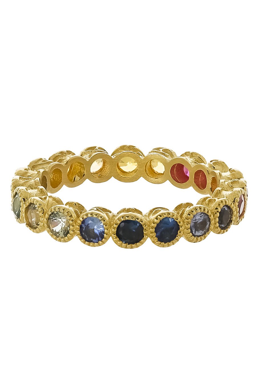 TANYA FARAH-Etruscan Rainbow Sapphire Ring-YELLOW GOLD