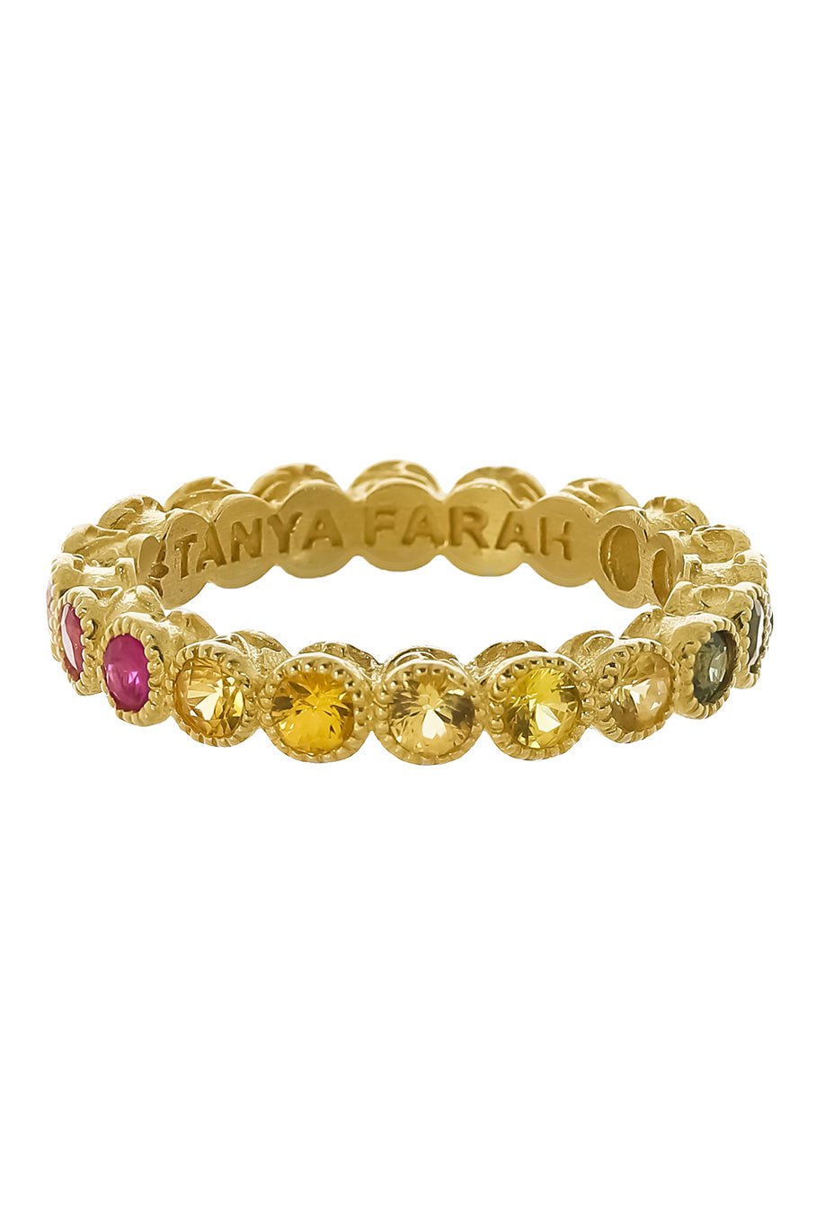 TANYA FARAH-Etruscan Rainbow Sapphire Ring-YELLOW GOLD