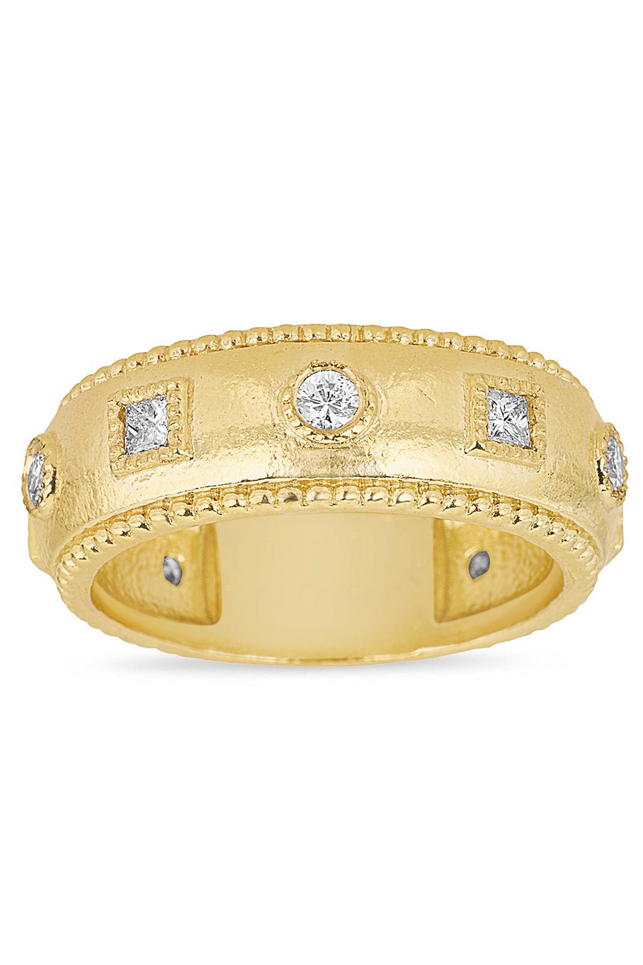 TANYA FARAH-Etruscan White Diamond Ring-YELLOW GOLD