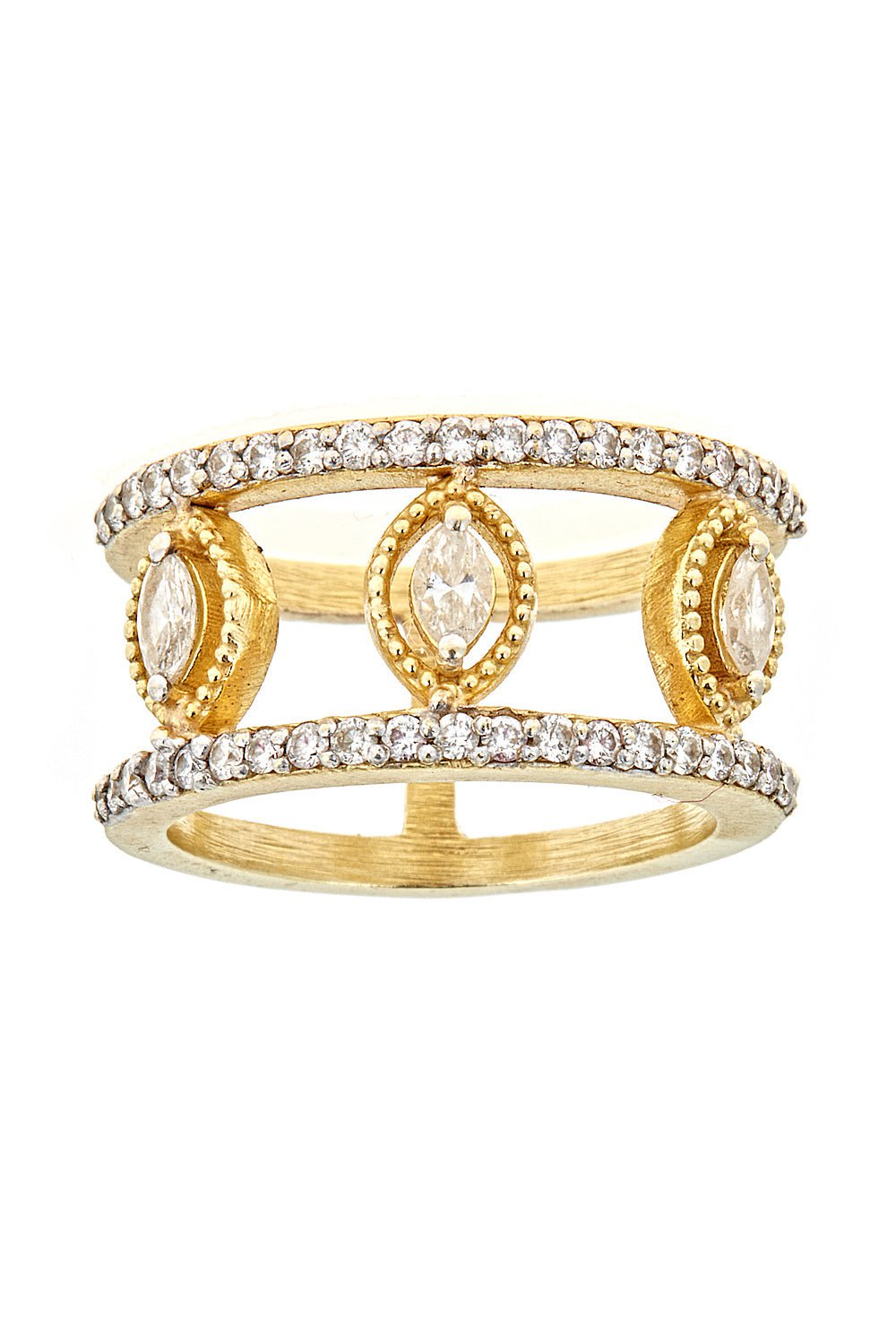 TANYA FARAH-Marquise Diamond Bezel Band-YELLOW GOLD