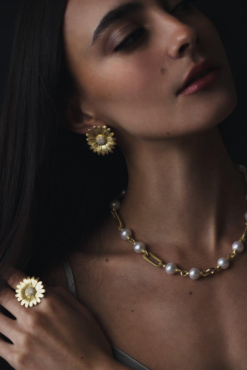 TANYA FARAH-Daisy Diamond Ring-YELLOW GOLD