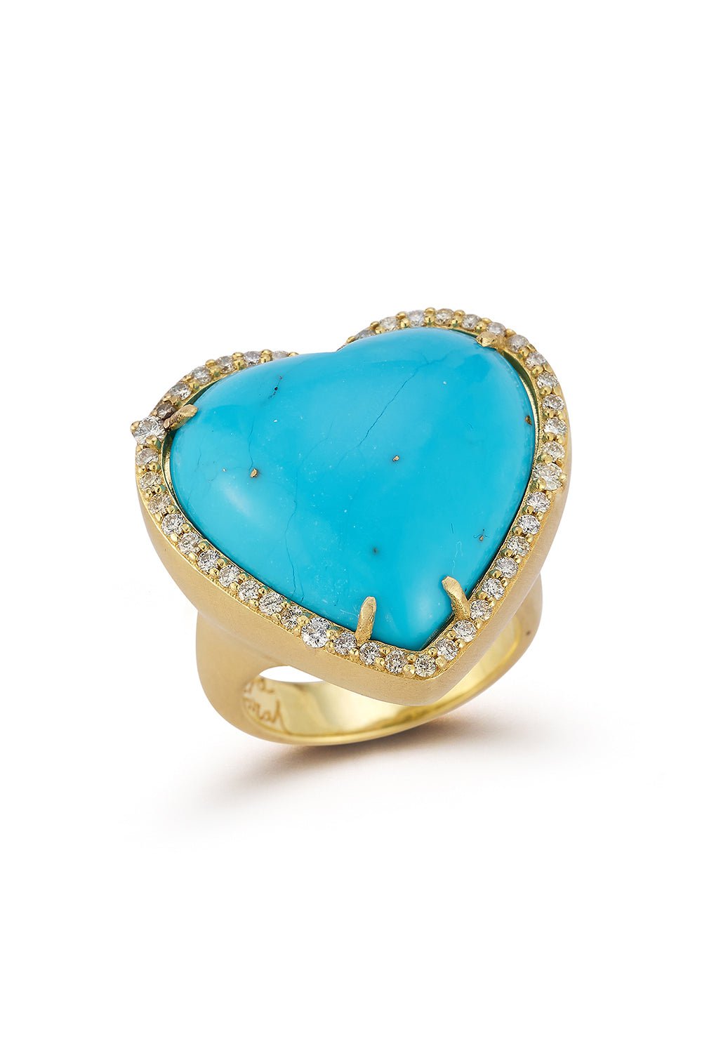 TANYA FARAH-Turquoise Heart Diamond Ring-YELLOW GOLD