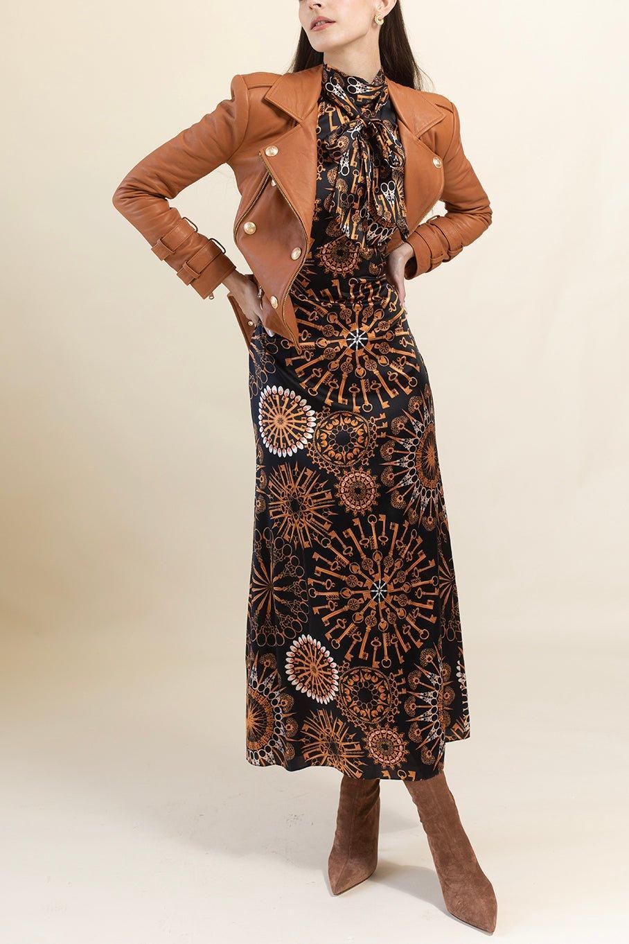 TEMPERLEY LONDON-Printed Tie Dress-BLACKMIX