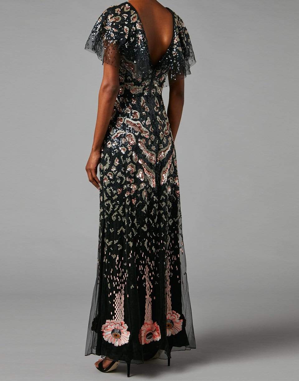 TEMPERLEY LONDON-Candy Long Maxi Dress-BLK/ROSE