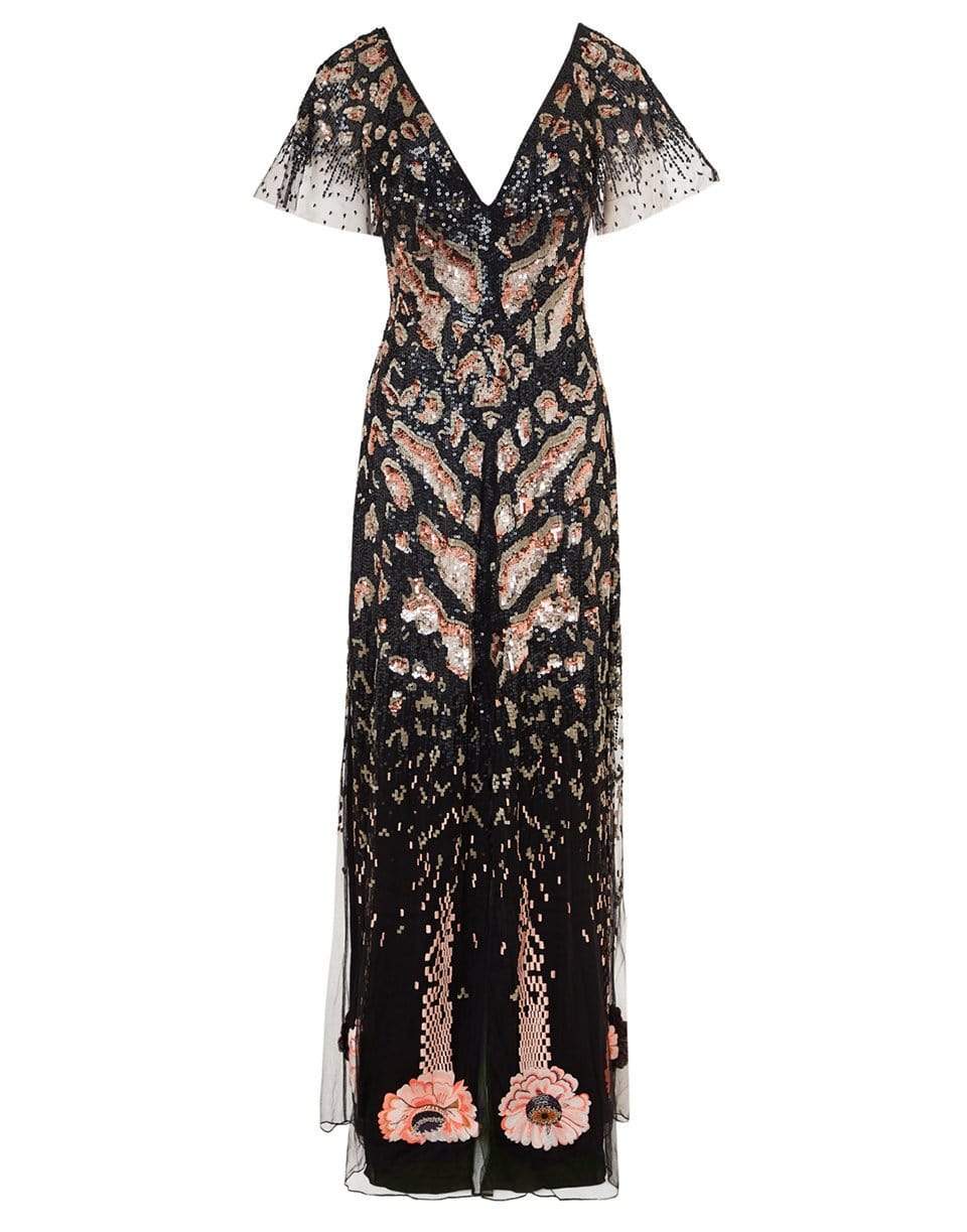 TEMPERLEY LONDON-Candy Long Maxi Dress-BLK/ROSE