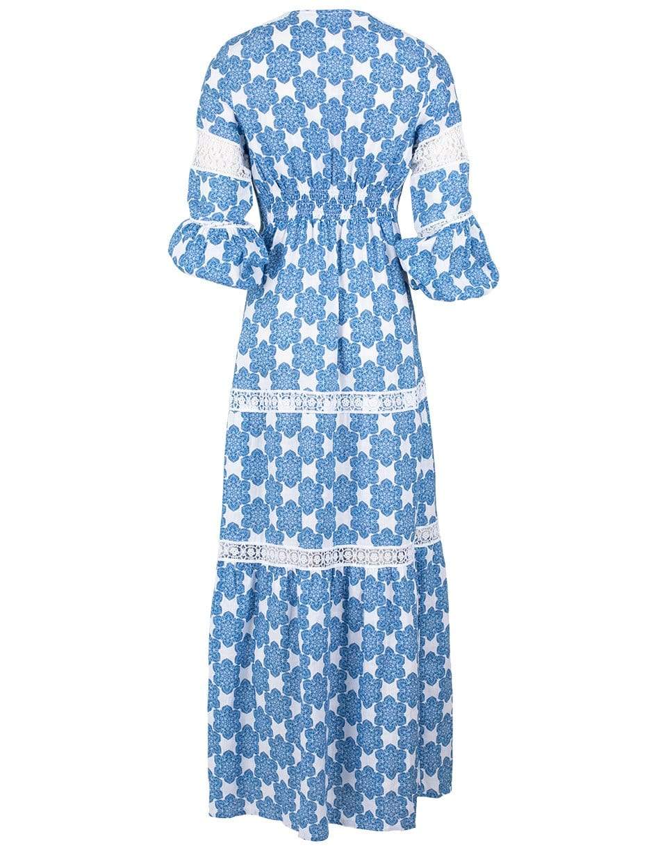 TEMPTATION POSITANO-Bella Arabesco Blu Printed Embroidered Maxi Dress-