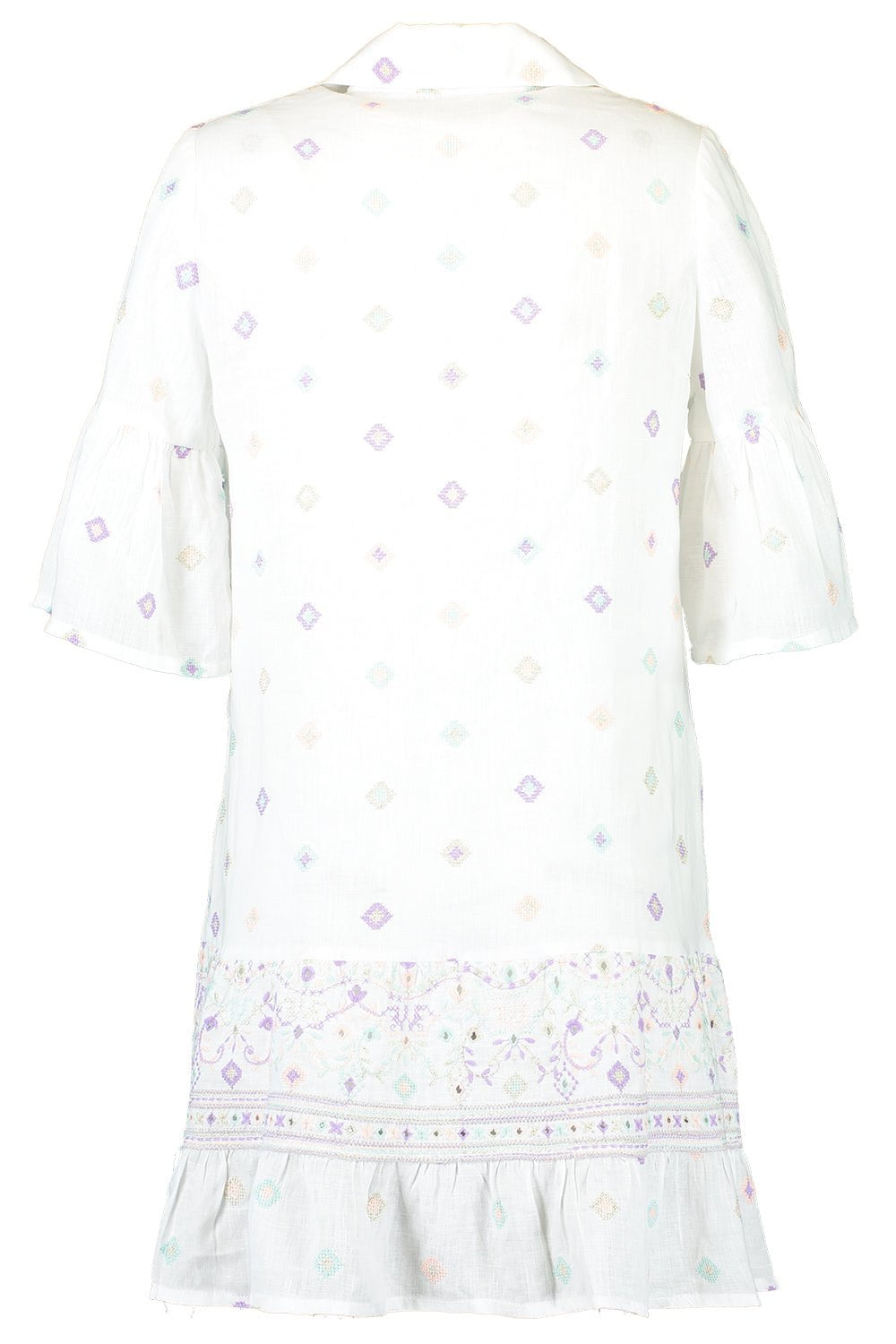 TEMPTATION POSITANO-Embroidered Button Shirt Dress - Grecco Lilla-