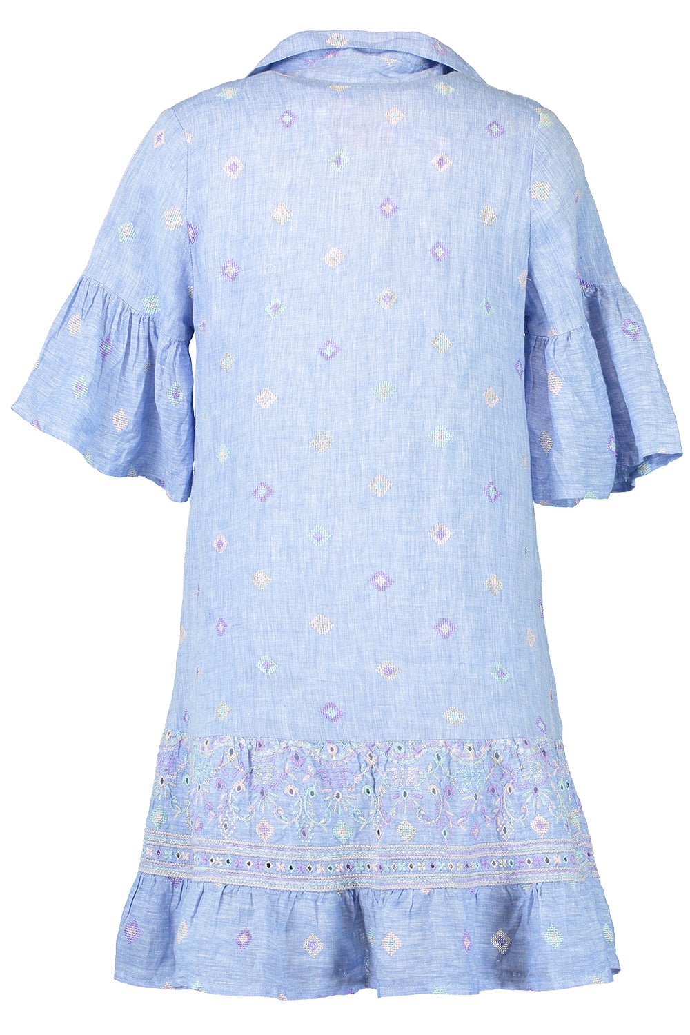 TEMPTATION POSITANO-Embroidered Button Shirt Dress-