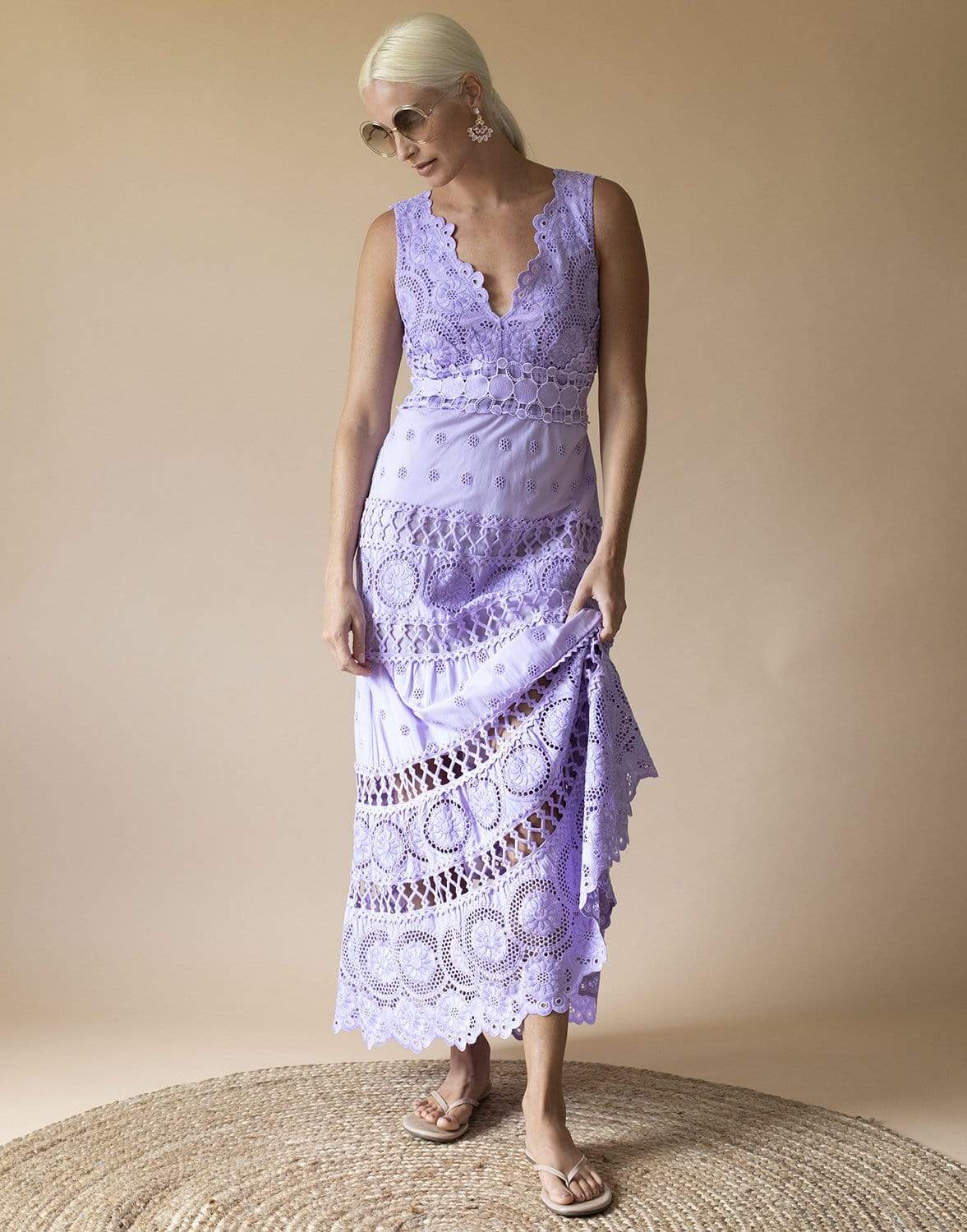 TEMPTATION POSITANO-Asuncion Sleeveless V-Neck Lilac Maxi Dress-