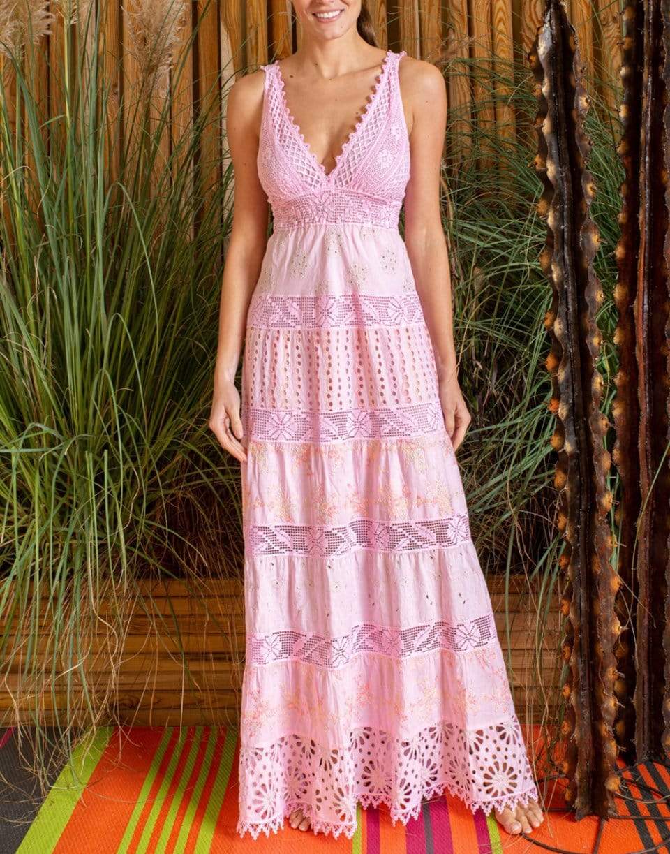 TEMPTATION POSITANO-Santos V-Neck Long Dress-LT PINK