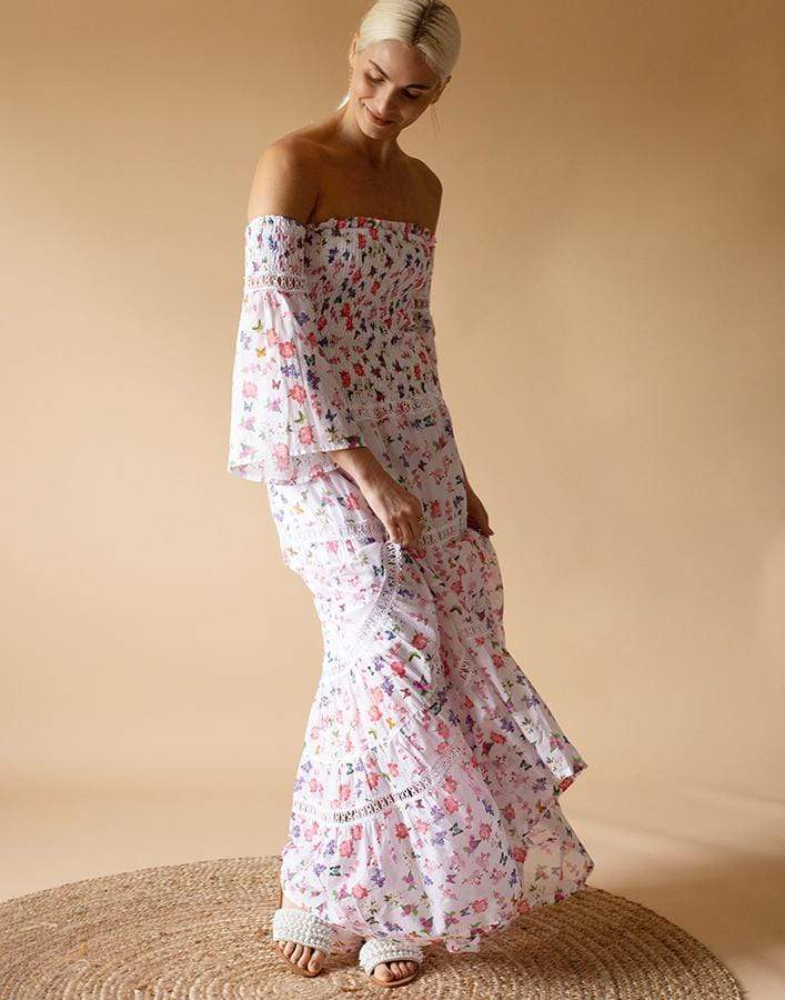 TEMPTATION POSITANO-Gibara Long Sleeve Off Shoulder Maxi Dress-