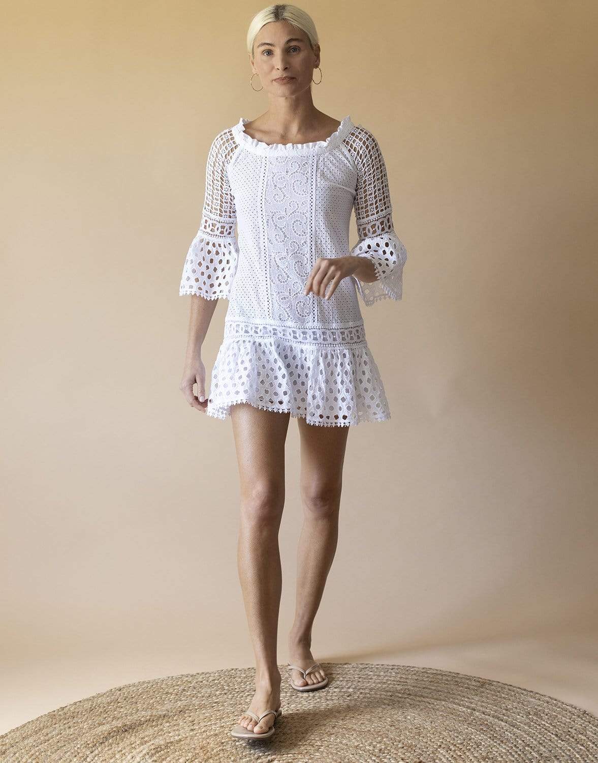 TEMPTATION POSITANO-Lussemburgo Embroidered Off The Shoulder Mini Dress-
