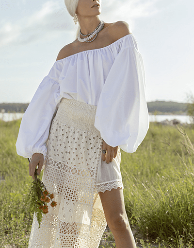 TEMPTATION POSITANO-White San Paolo Open Front Skirt-