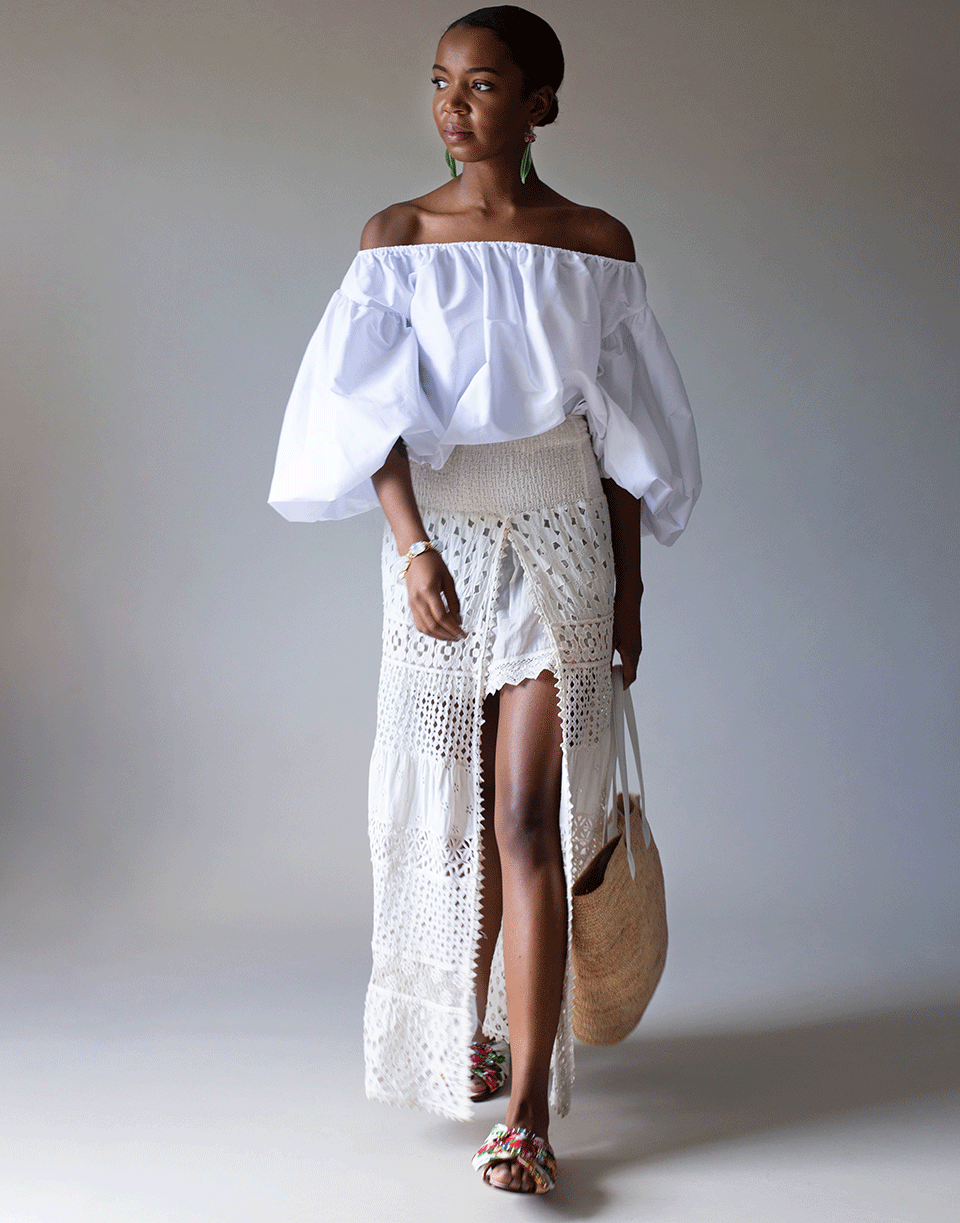 TEMPTATION POSITANO-White San Paolo Open Front Skirt-