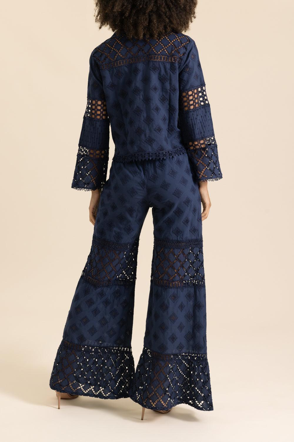 Aneto Blouse - Navy-BLUE-XS-CLOTHINGTOPBLOUSE-TEMPTATION POSITANO