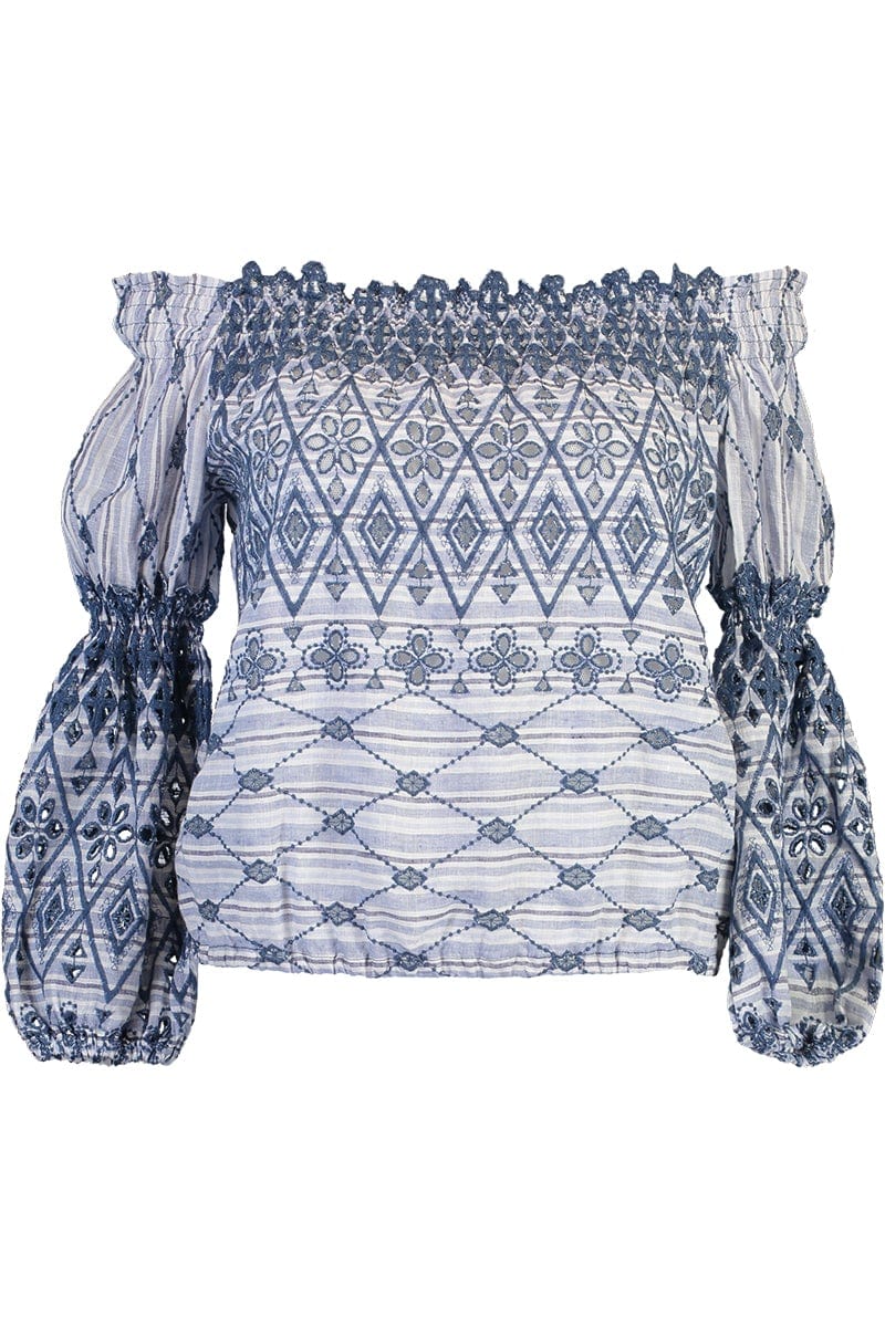 TEMPTATION POSITANO-Demetra Long Sleeve Off Shoulder Top-