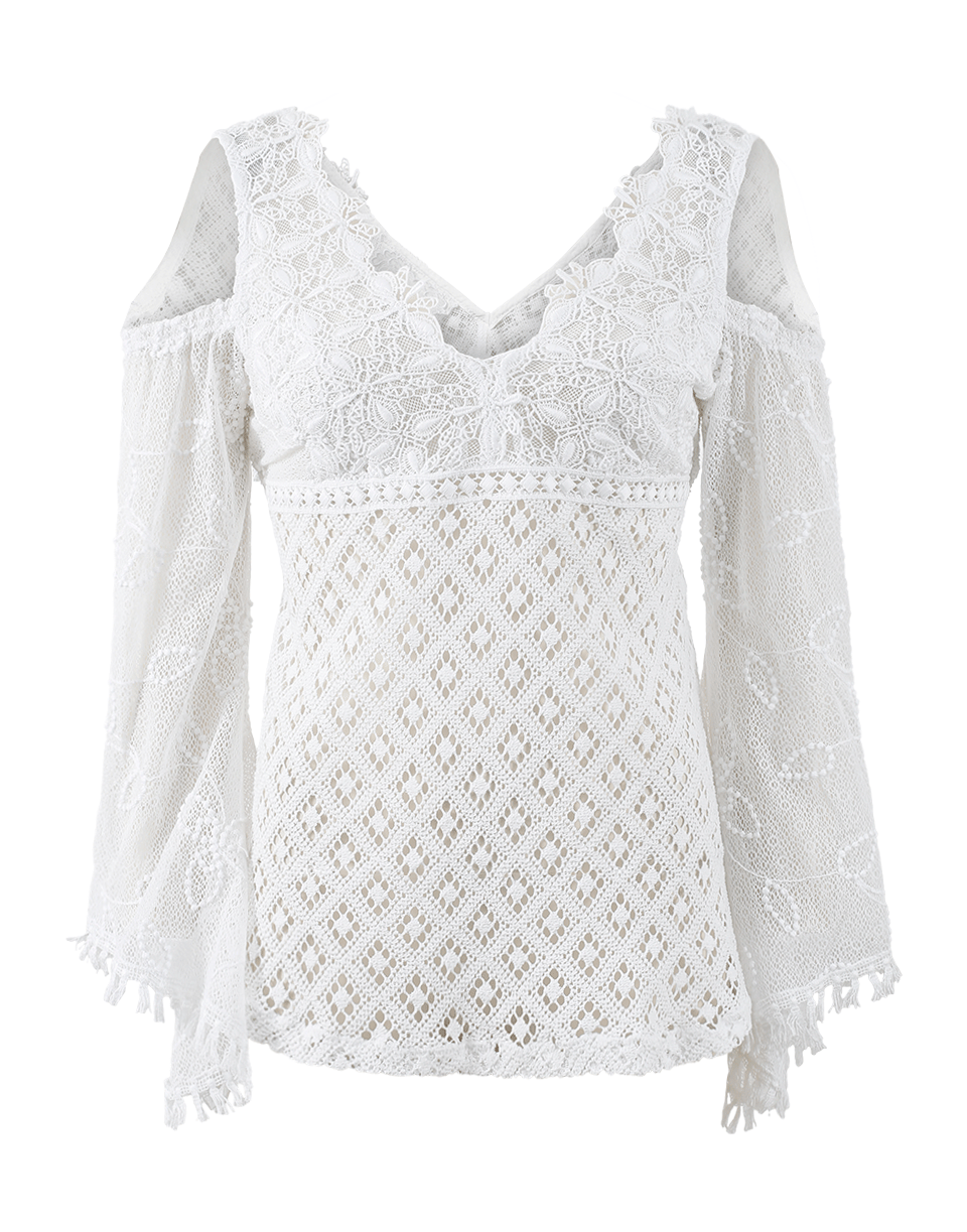 TEMPTATION POSITANO-Cold Shoulder Lace Top-