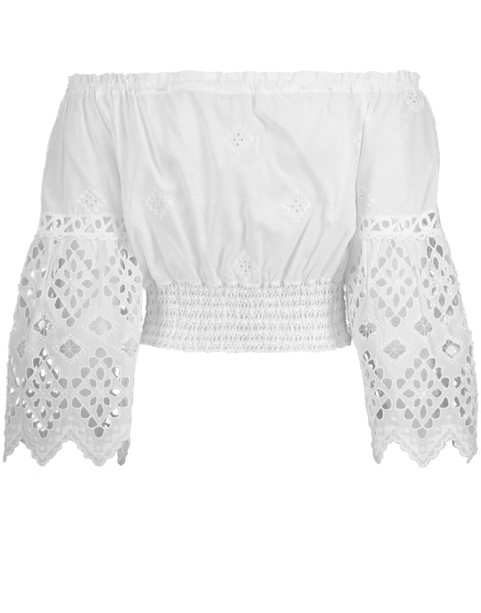 TEMPTATION POSITANO-Republica Smocked Ceca Off Shoulder Crop Top-