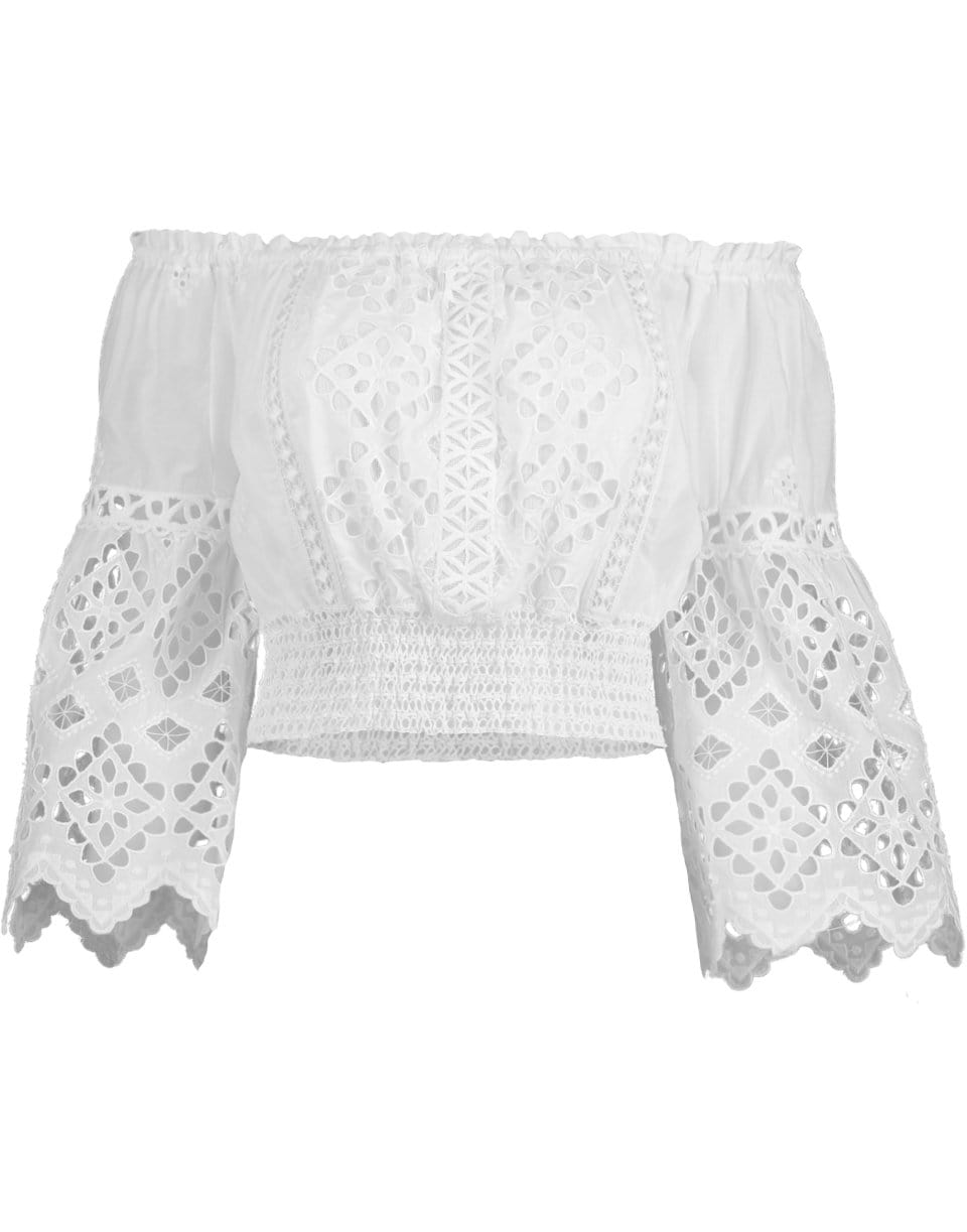 TEMPTATION POSITANO-Republica Smocked Ceca Off Shoulder Crop Top-