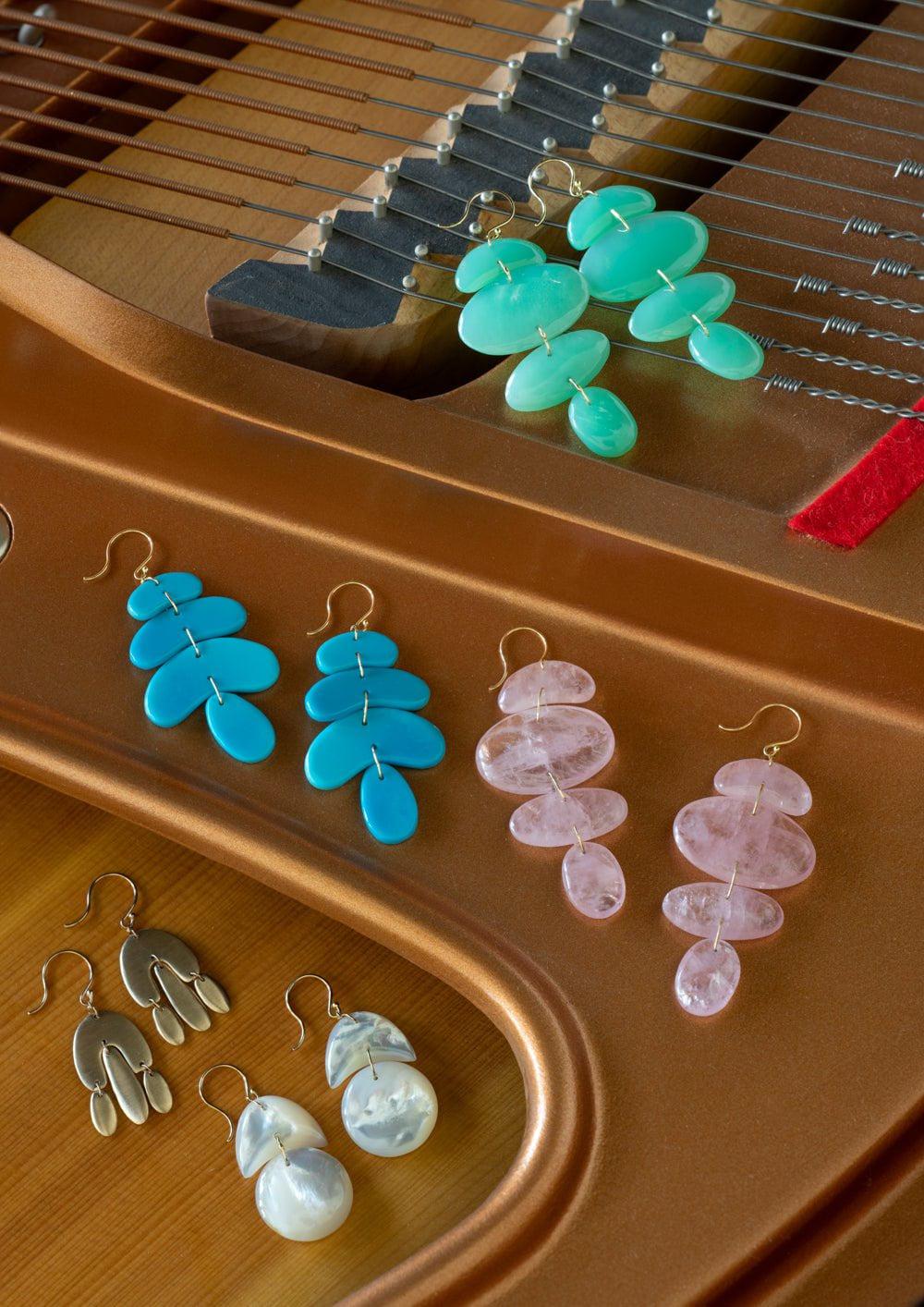 TEN THOUSAND THINGS-Chrysoprase Oval Totem Earrings-YELLOW GOLD