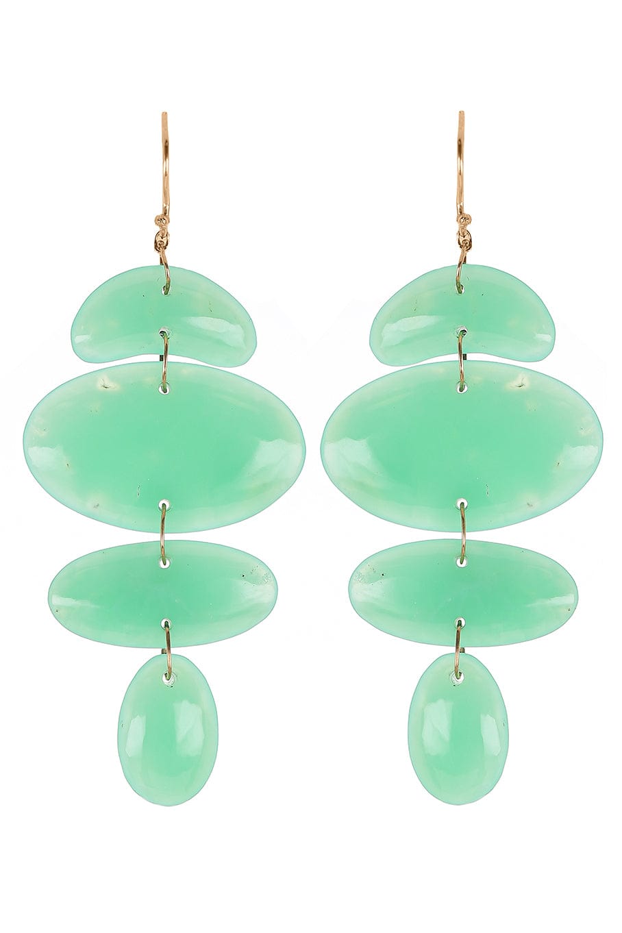 TEN THOUSAND THINGS-Chrysoprase Oval Totem Earrings-YELLOW GOLD