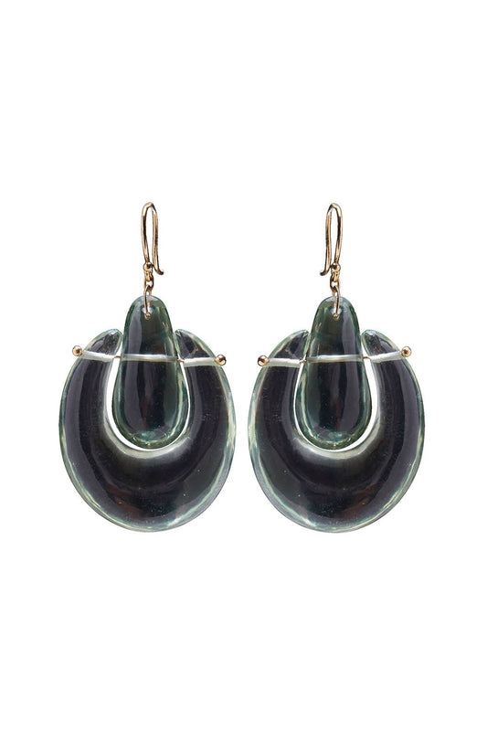 TEN THOUSAND THINGS-Green Amethyst Large O'Keeffe Earrings-YELLOW GOLD
