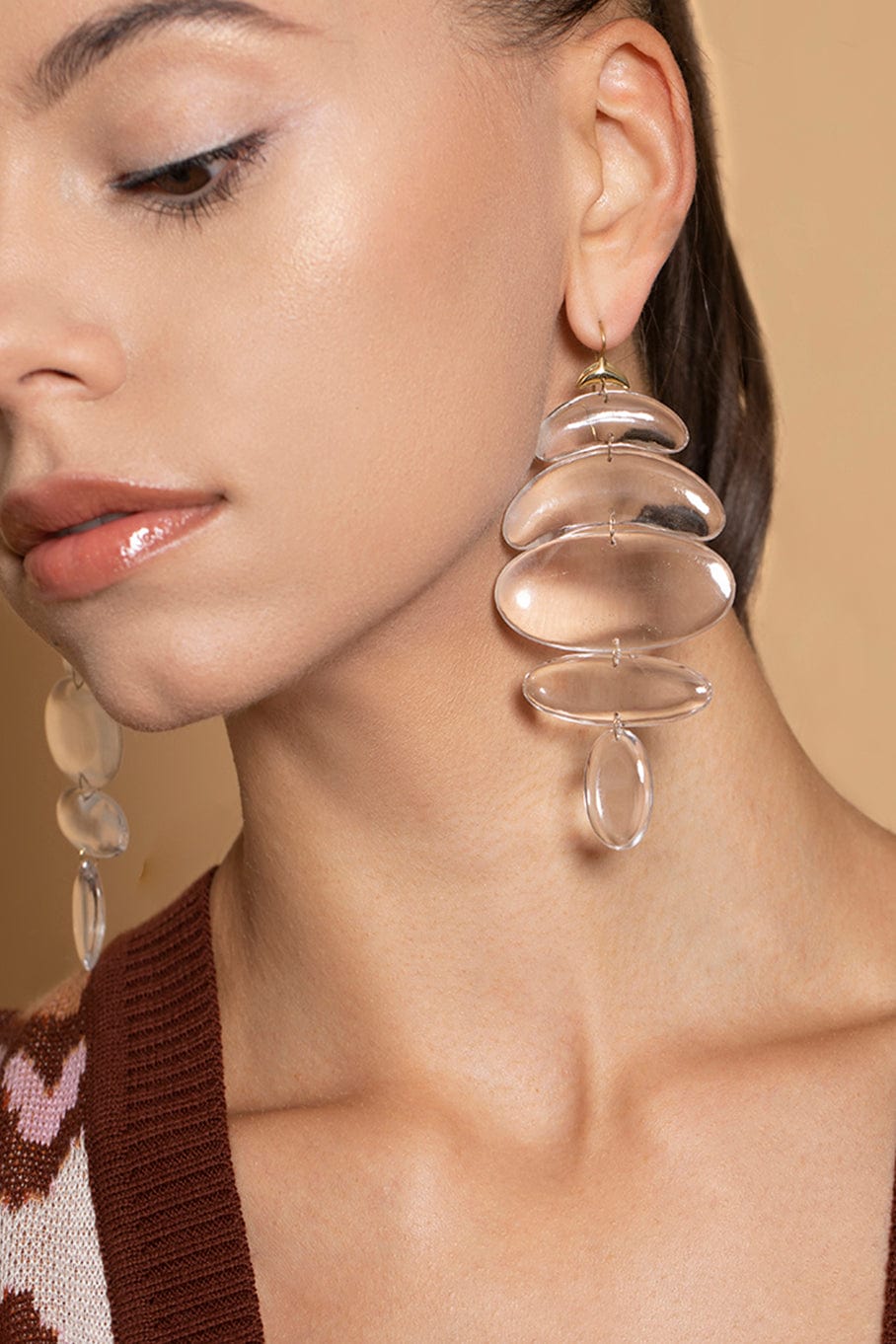 TEN THOUSAND THINGS-Large Crystal Totem II Earrings-YELLOW GOLD