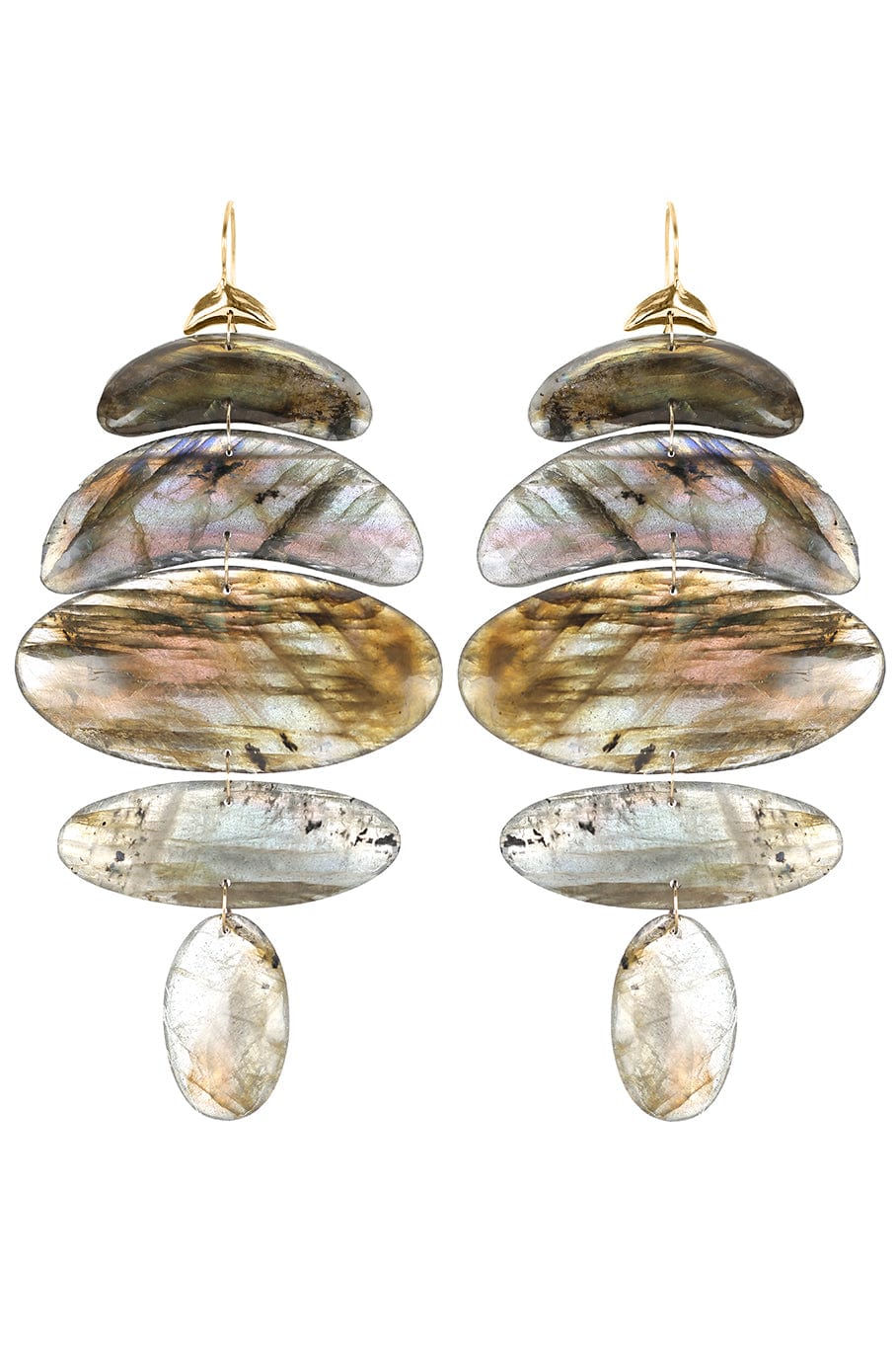 TEN THOUSAND THINGS-Large Labradorite Totem II Earrings-YELLOW GOLD