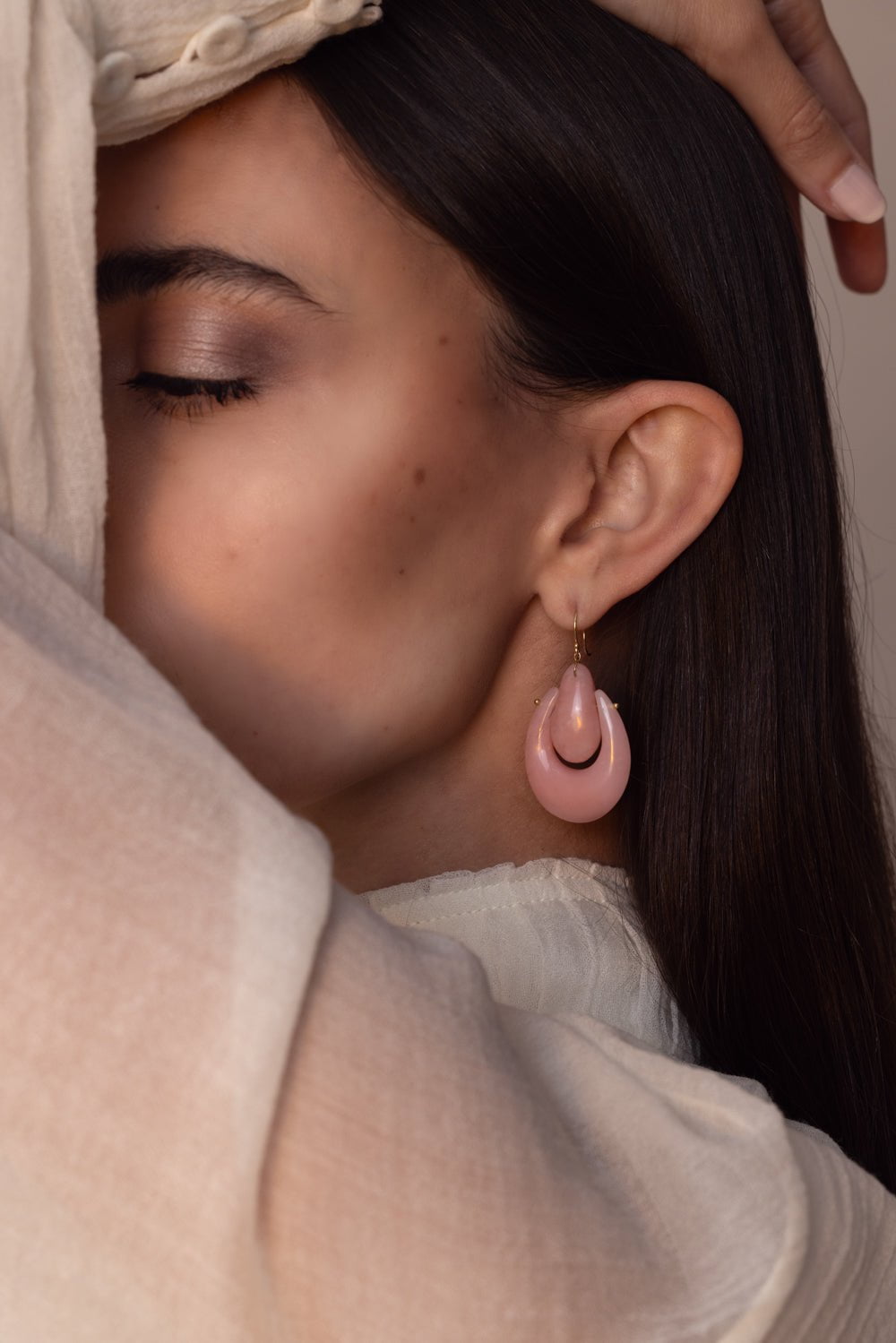 Large O'Keeffe Pink Opal Earrings JEWELRYFINE JEWELEARRING TEN THOUSAND THINGS   