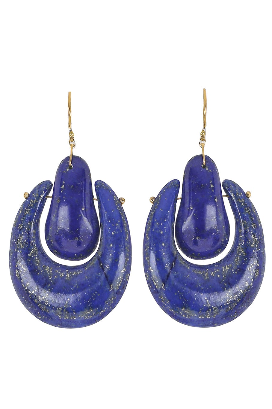 TEN THOUSAND THINGS-Large O'Keeffe Lapis Earrings-YELLOW GOLD