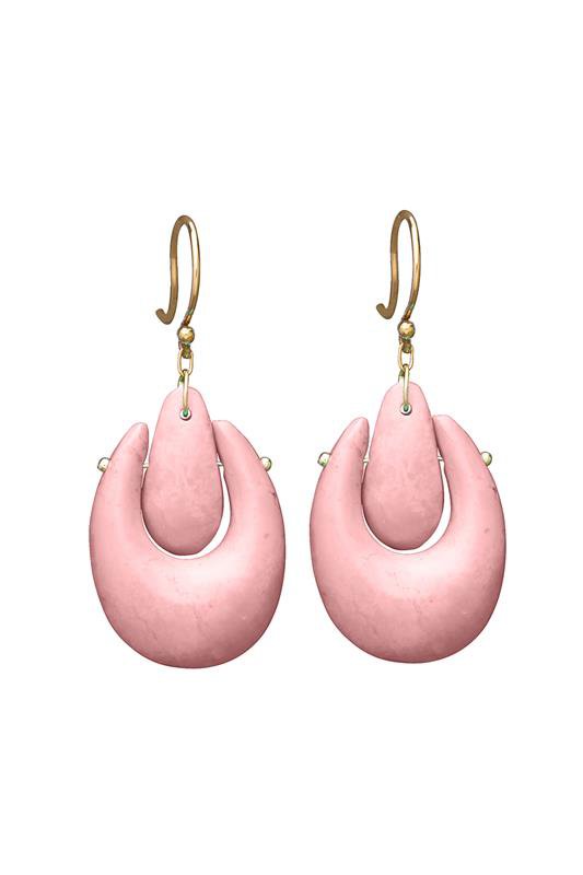 TEN THOUSAND THINGS-Large O'Keeffe Pink Opal Earrings-YELLOW GOLD