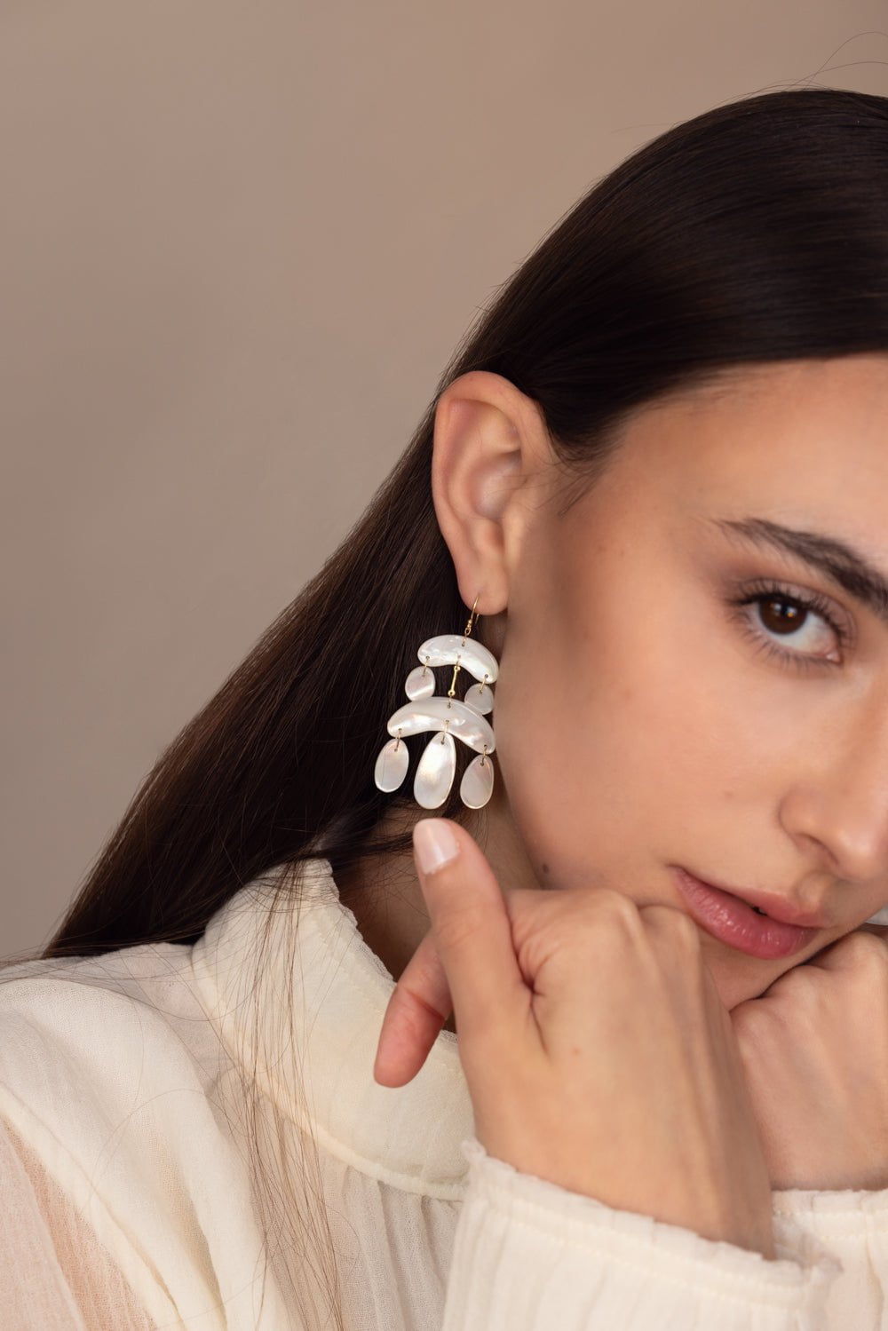 Mini Cut Stone Pearl  Chandelier Earrings JEWELRYFINE JEWELEARRING TEN THOUSAND THINGS   
