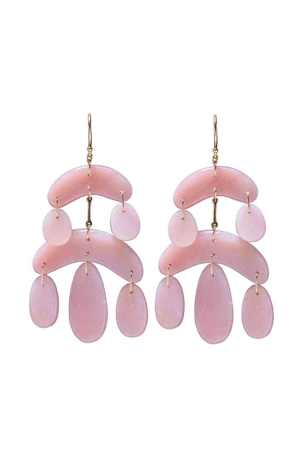 TEN THOUSAND THINGS-Mini Cut Stone Pink Opal Chandelier Earrings-YELLOW GOLD