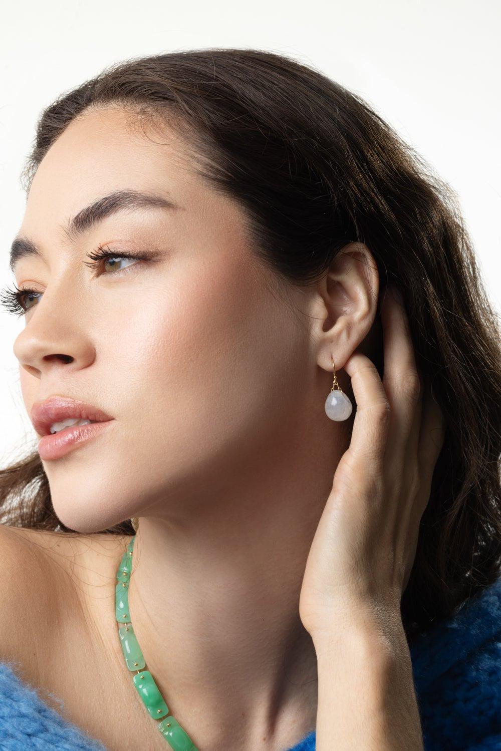 TEN THOUSAND THINGS-Moonstone Tapiz Bead Earrings-YELLOW GOLD