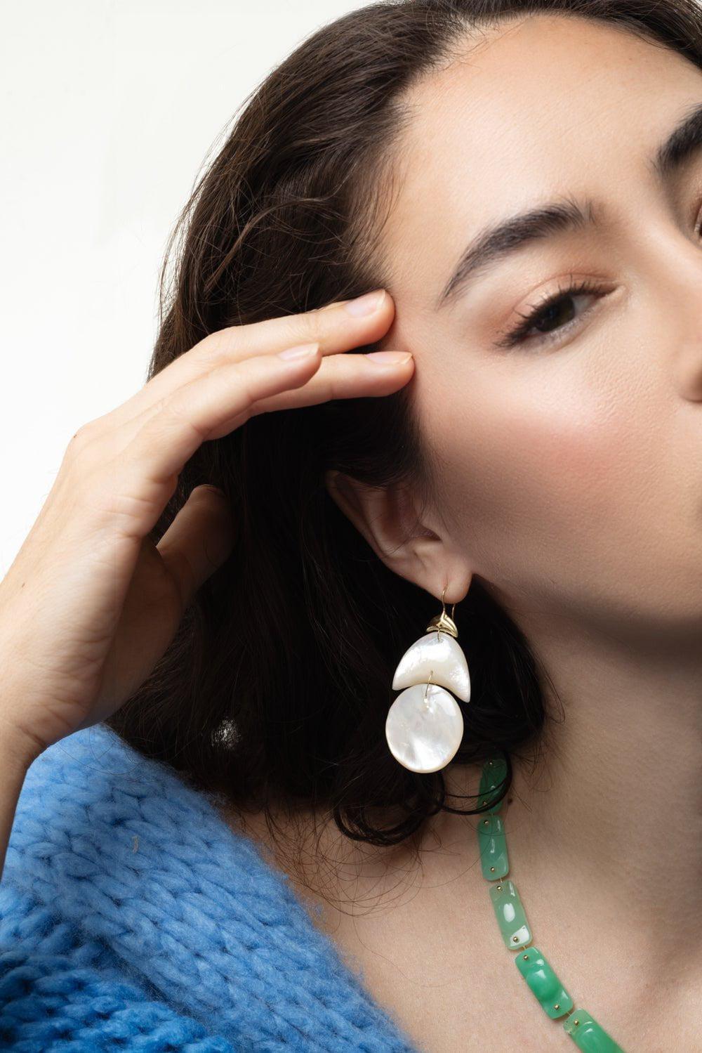 TEN THOUSAND THINGS-Pearl Small Arp Earrings-YELLOW GOLD