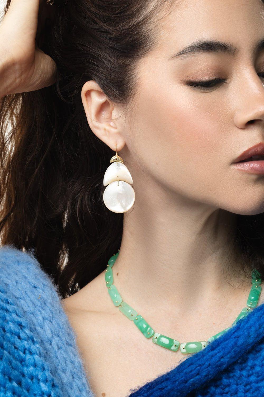 TEN THOUSAND THINGS-Pearl Small Arp Earrings-YELLOW GOLD