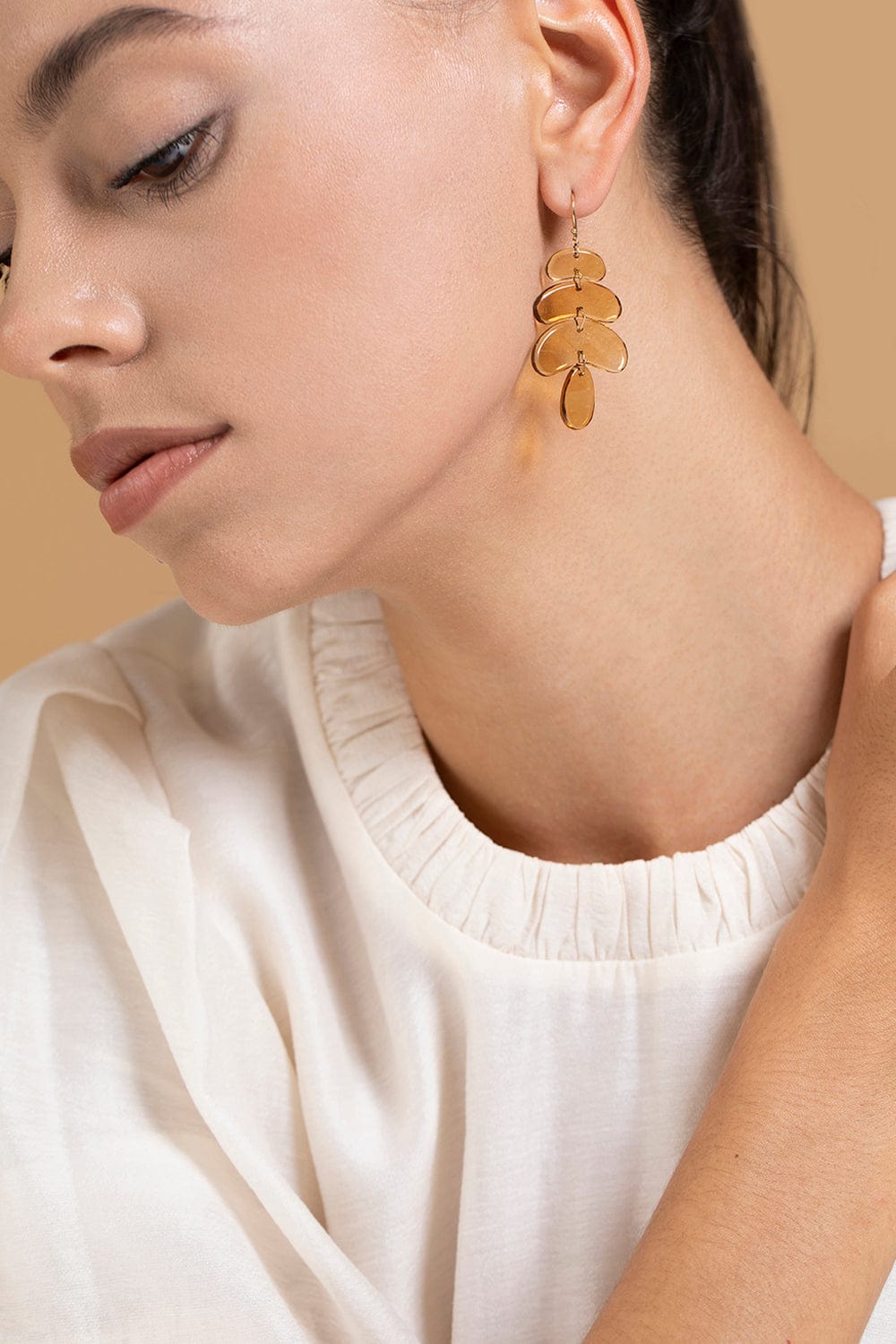 TEN THOUSAND THINGS-Small Citrine Totem Earrings-YELLOW GOLD