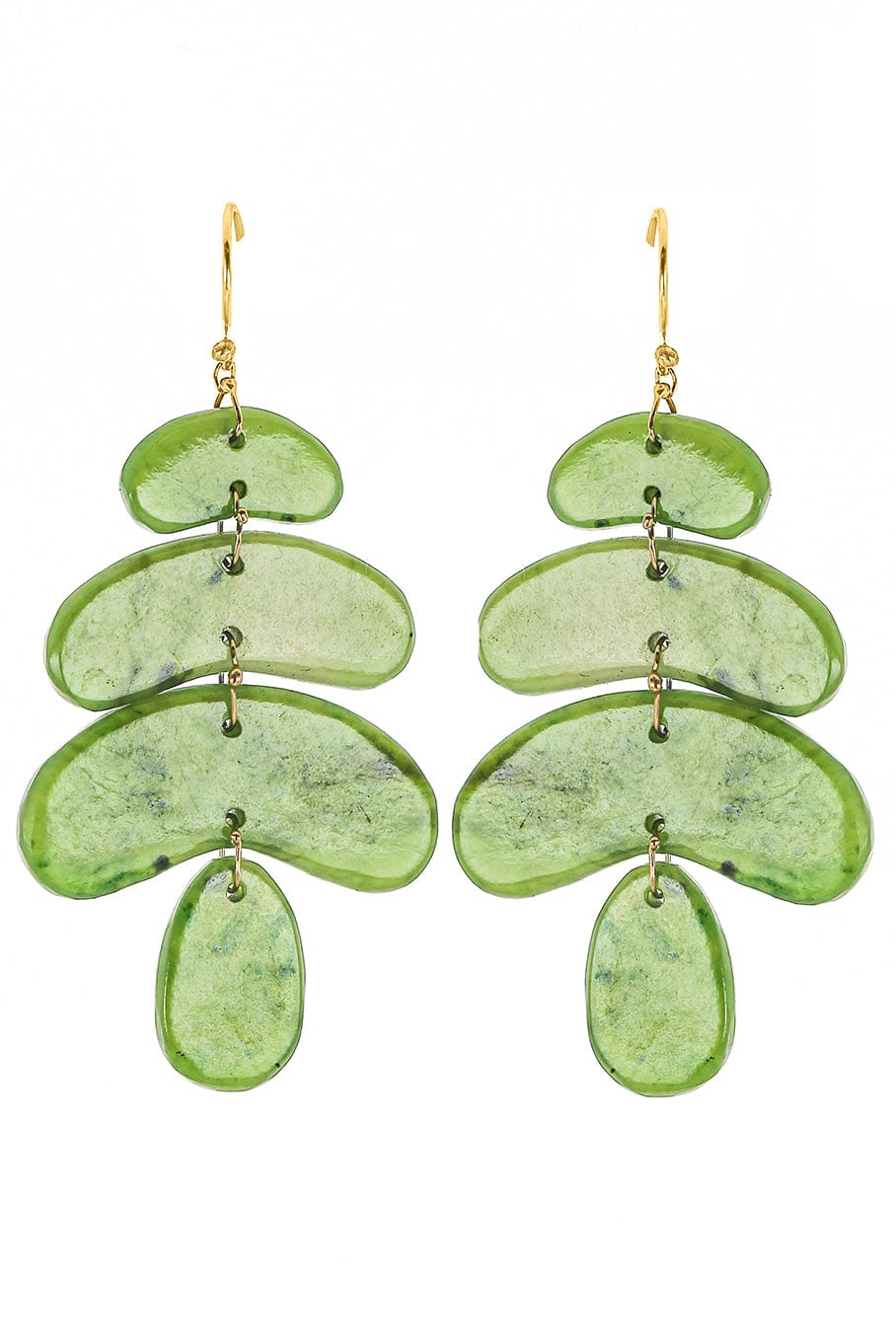 TEN THOUSAND THINGS-Small Jade Totem Earrings-YELLOW GOLD