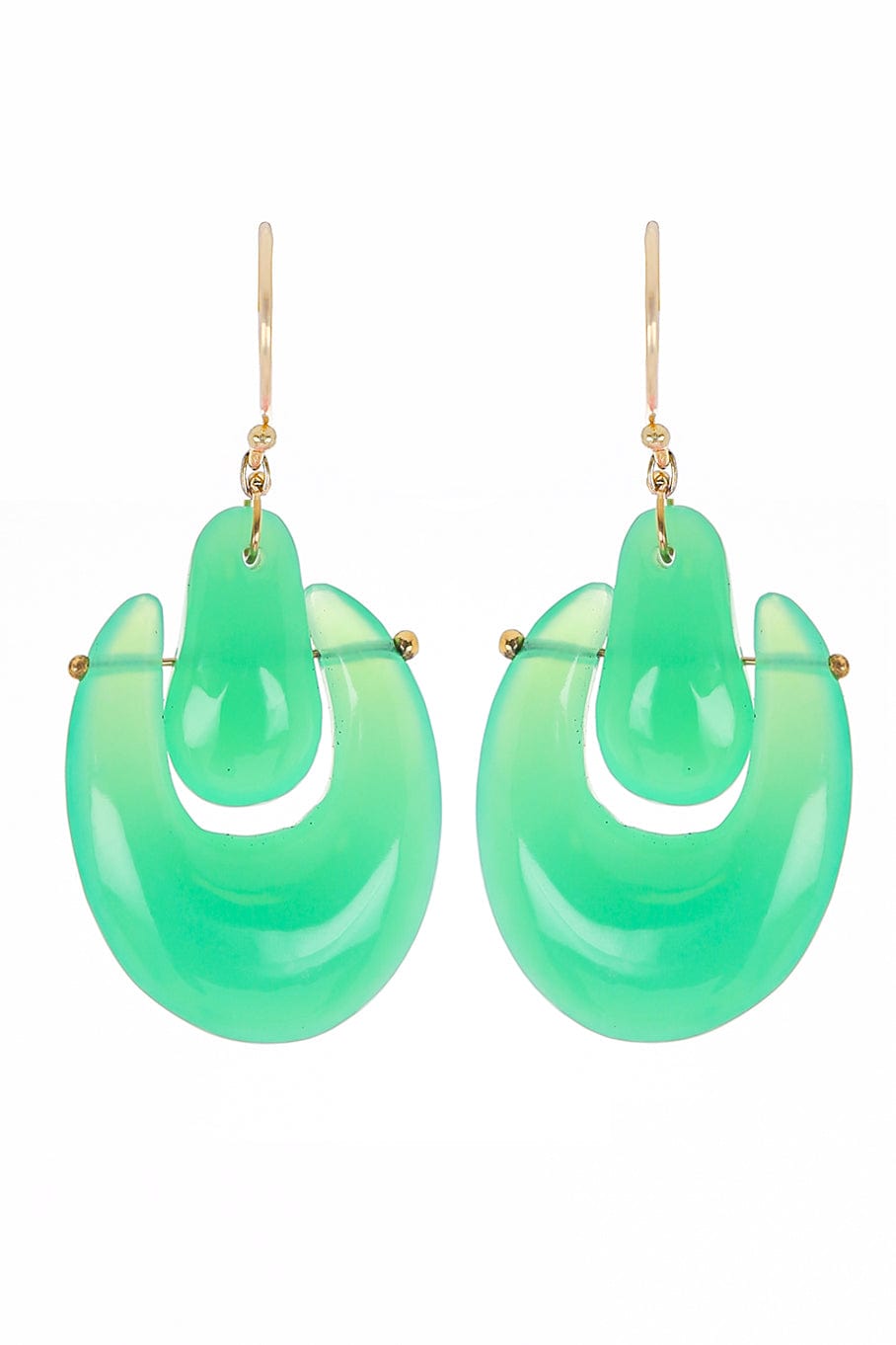 TEN THOUSAND THINGS-Small O'Keeffe Chyrsoprase Earrings-YELLOW GOLD