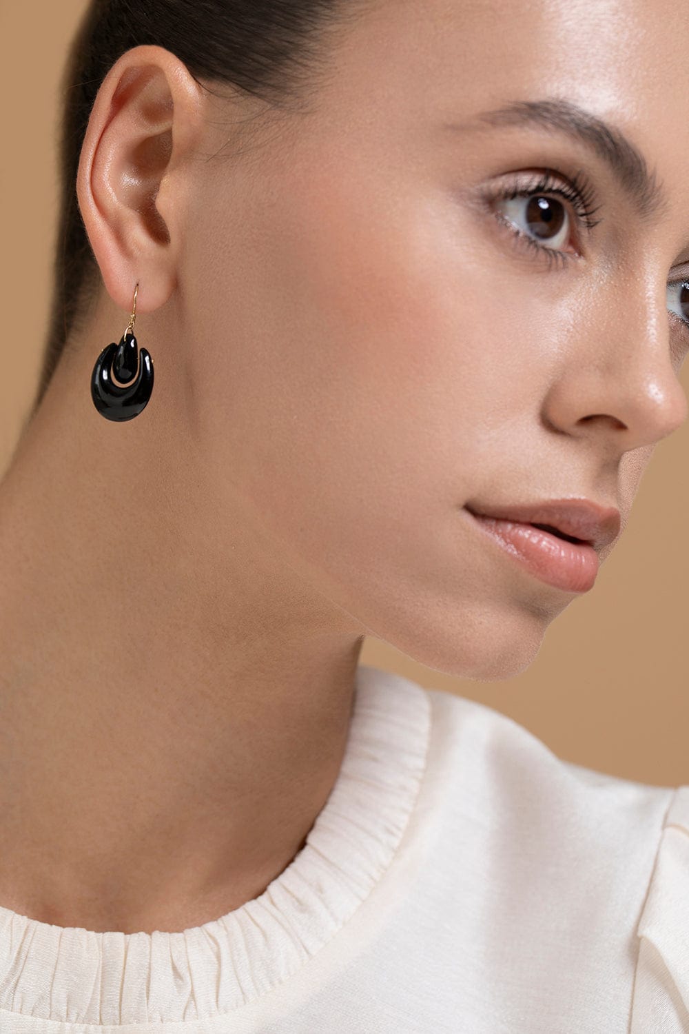 TEN THOUSAND THINGS-Small O'Keeffe Onyx Earrings-YELLOW GOLD