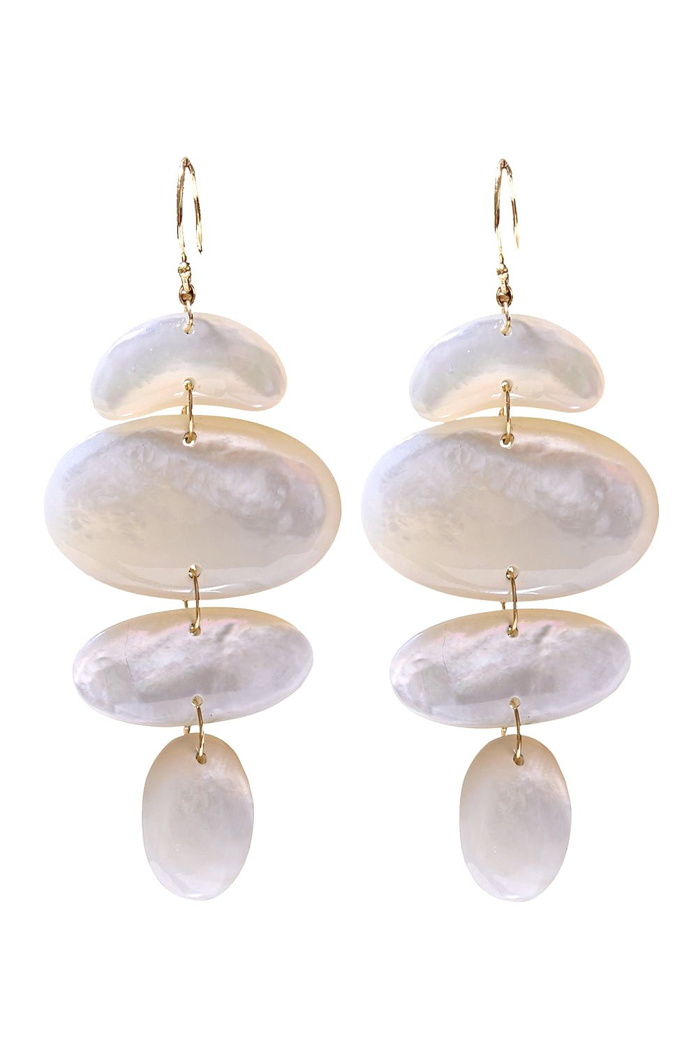 TEN THOUSAND THINGS-Small Pearl Oval Totem Earrings-YELLOW GOLD