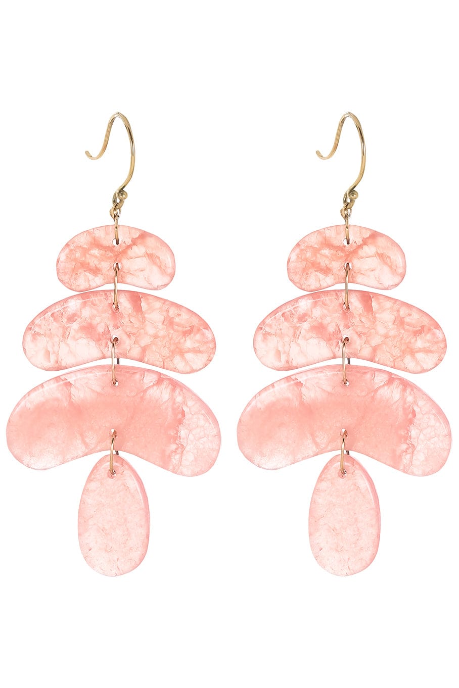 TEN THOUSAND THINGS-Small Rhodocrosite Totem Earrings-YELLOW GOLD