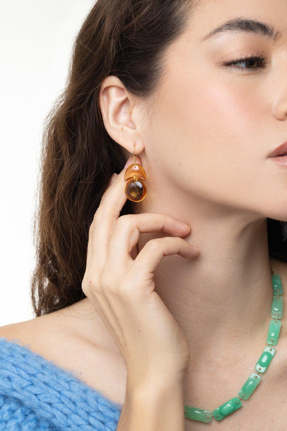 TEN THOUSAND THINGS-Tiny Arp Citrine Earrings-YELLOW GOLD