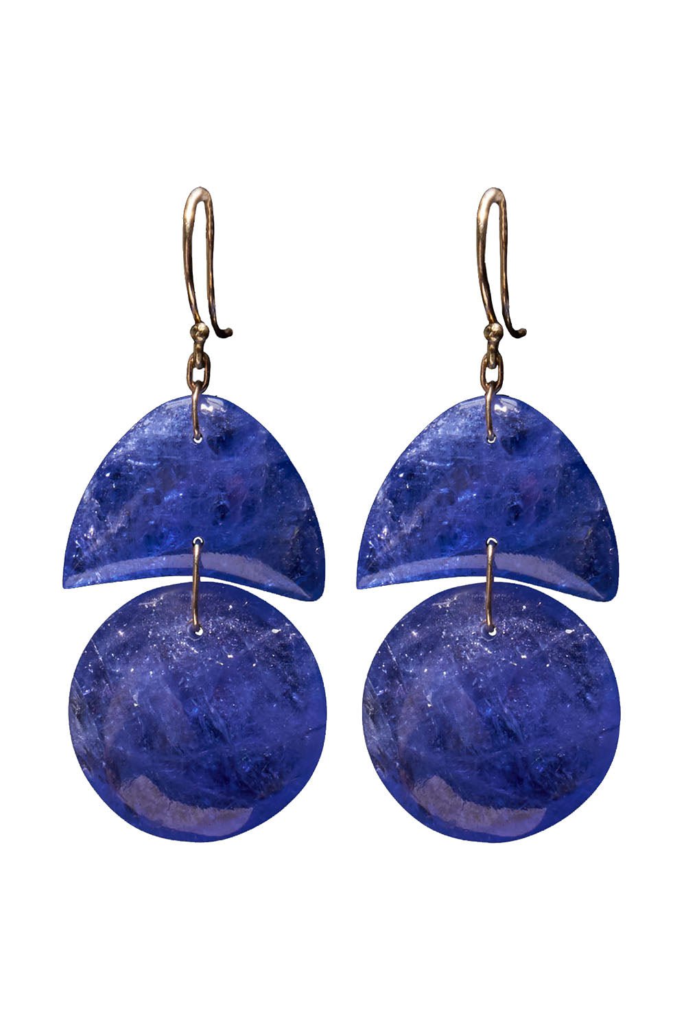 TEN THOUSAND THINGS-Tiny Arp Tanzanite Earrings-YELLOW GOLD