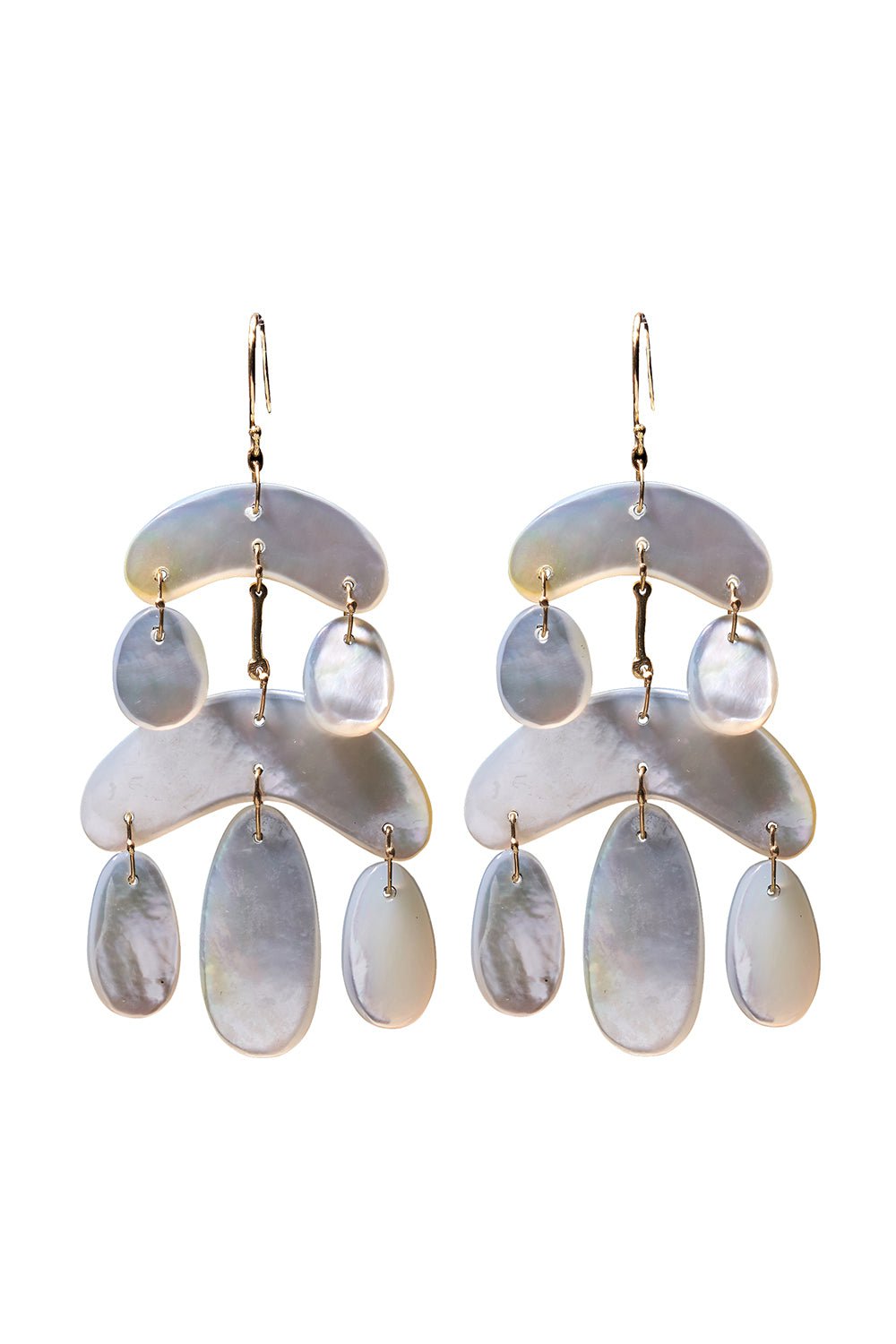 TEN THOUSAND THINGS-Mini Cut Stone Pearl Chandelier Earrings-YELLOW GOLD