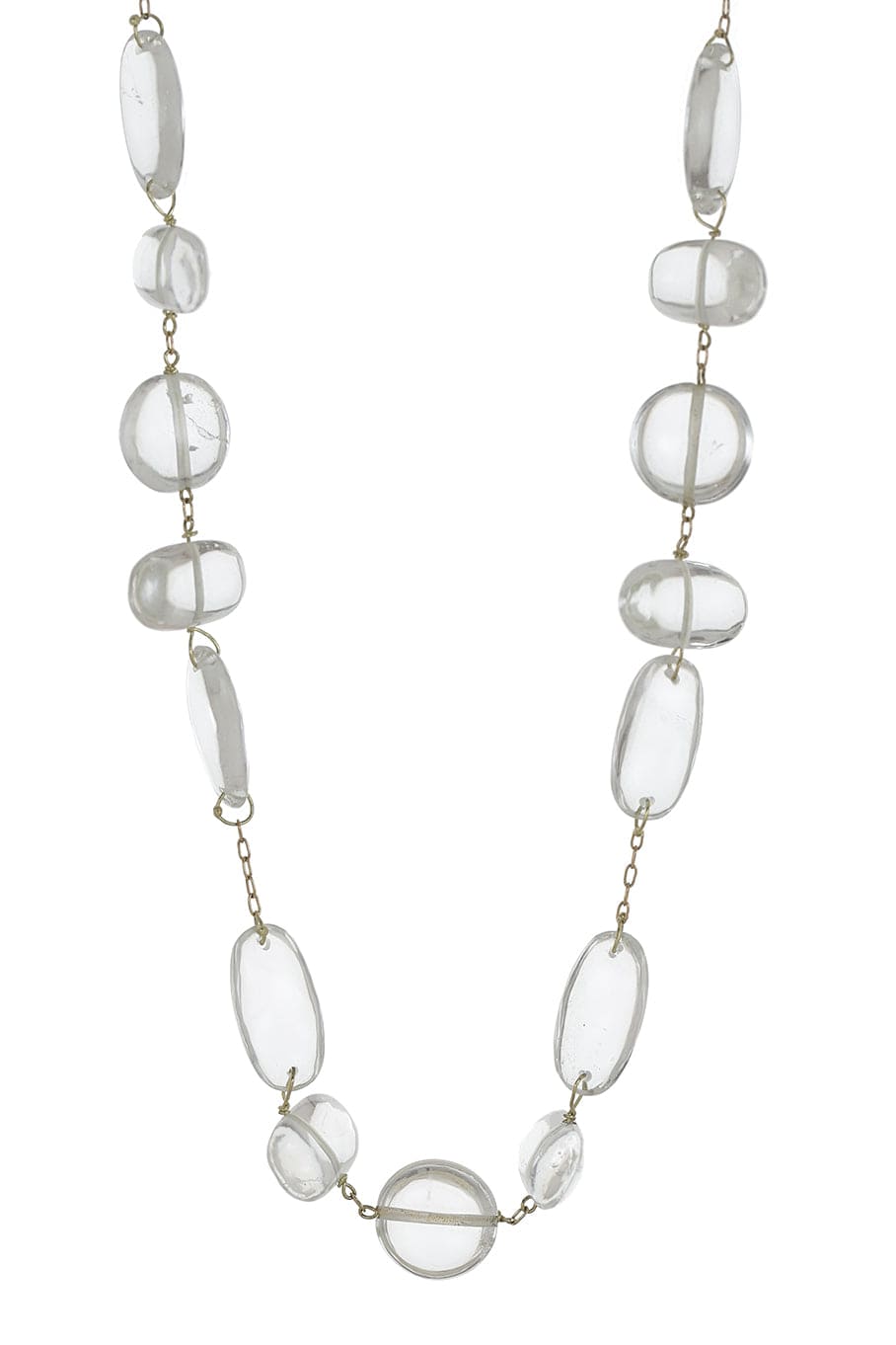 TEN THOUSAND THINGS-Double Cross Crystal Collar Necklace-YELLOW GOLD